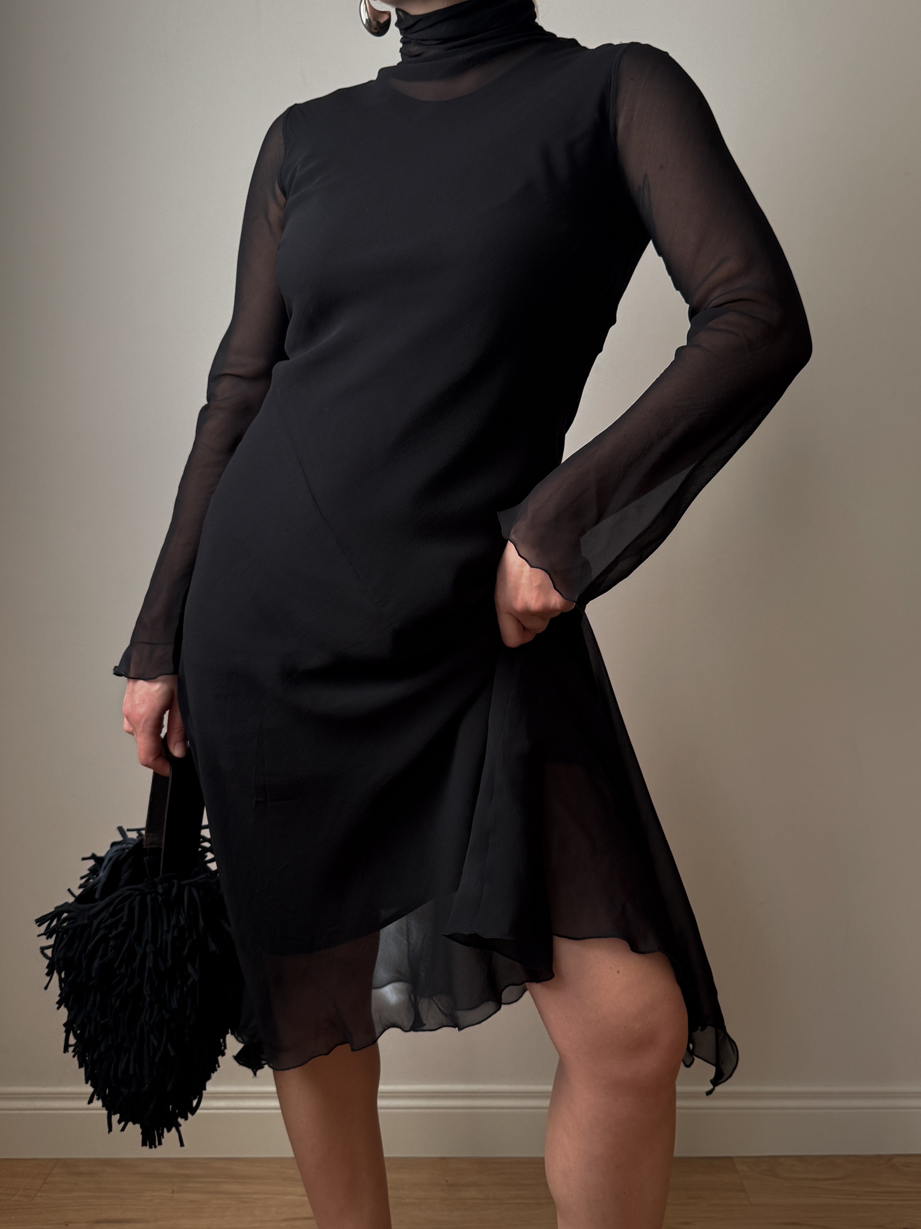 Pure silk black dress