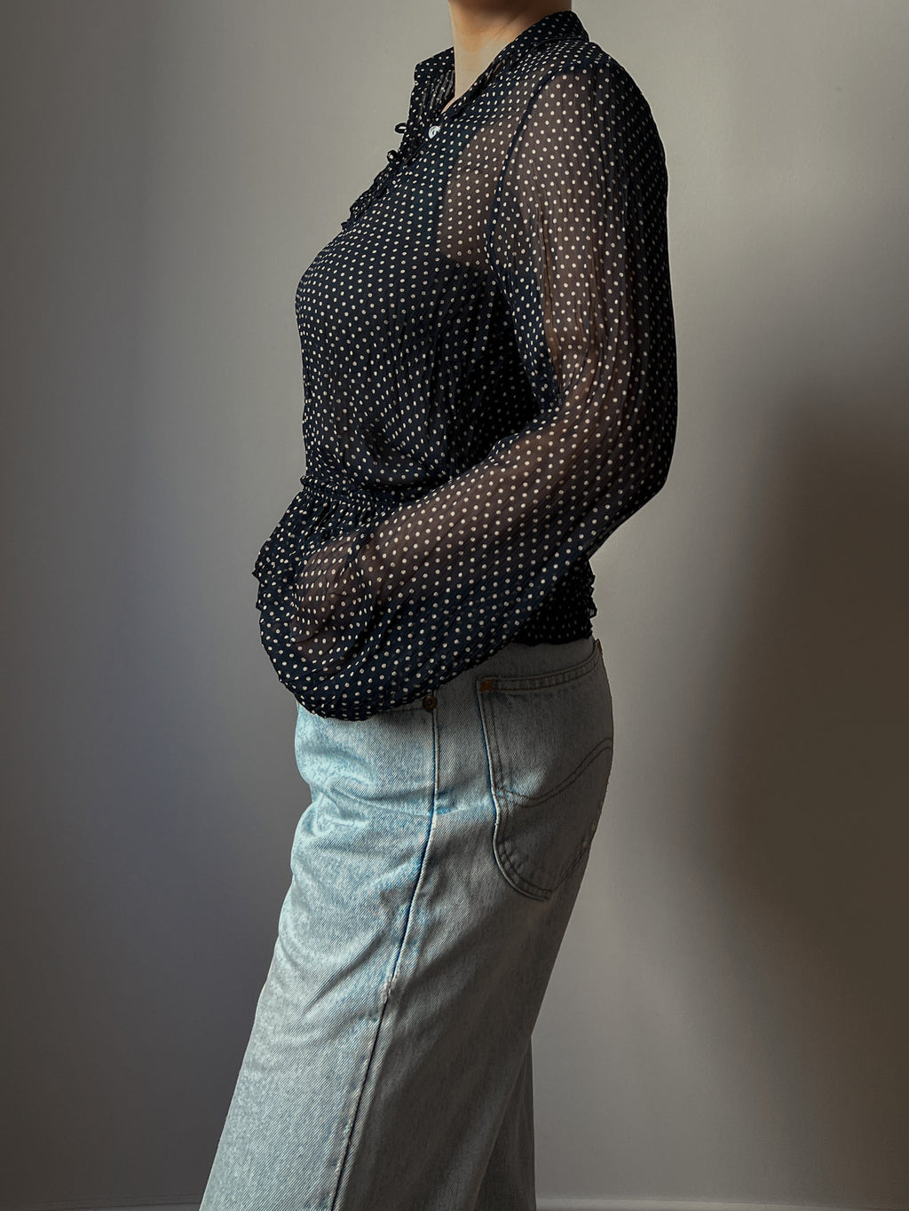 Pure viscose pois blouse