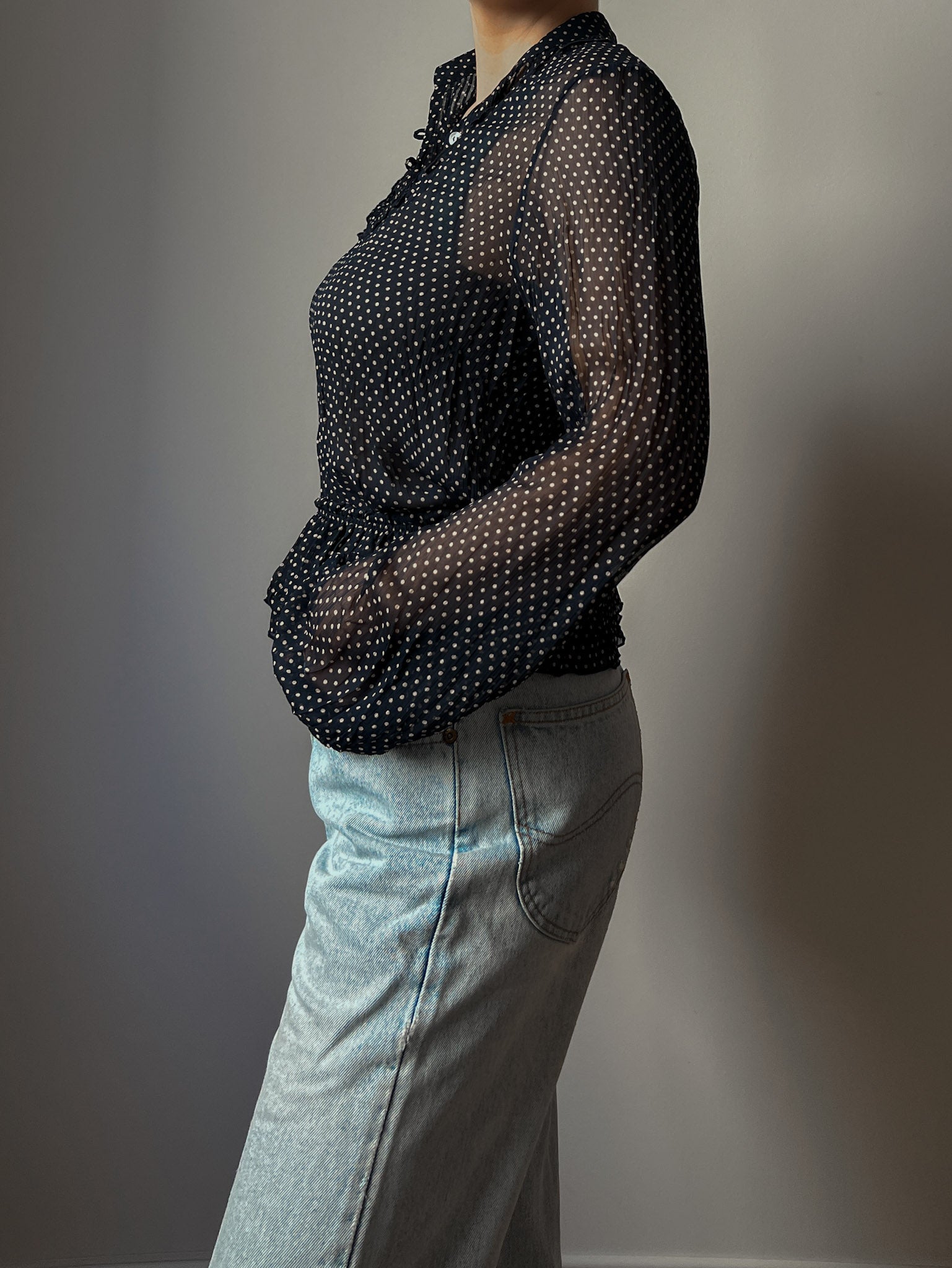Pure viscose pois blouse