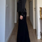 Pure wool black long skirt