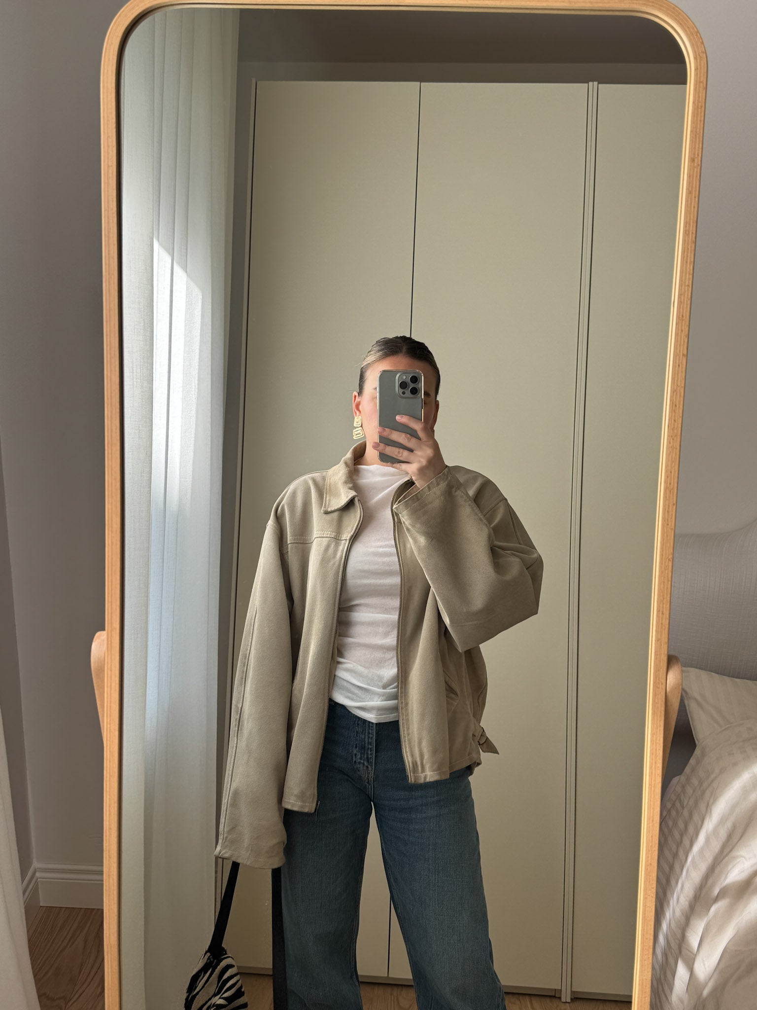 Real suede sand jacket
