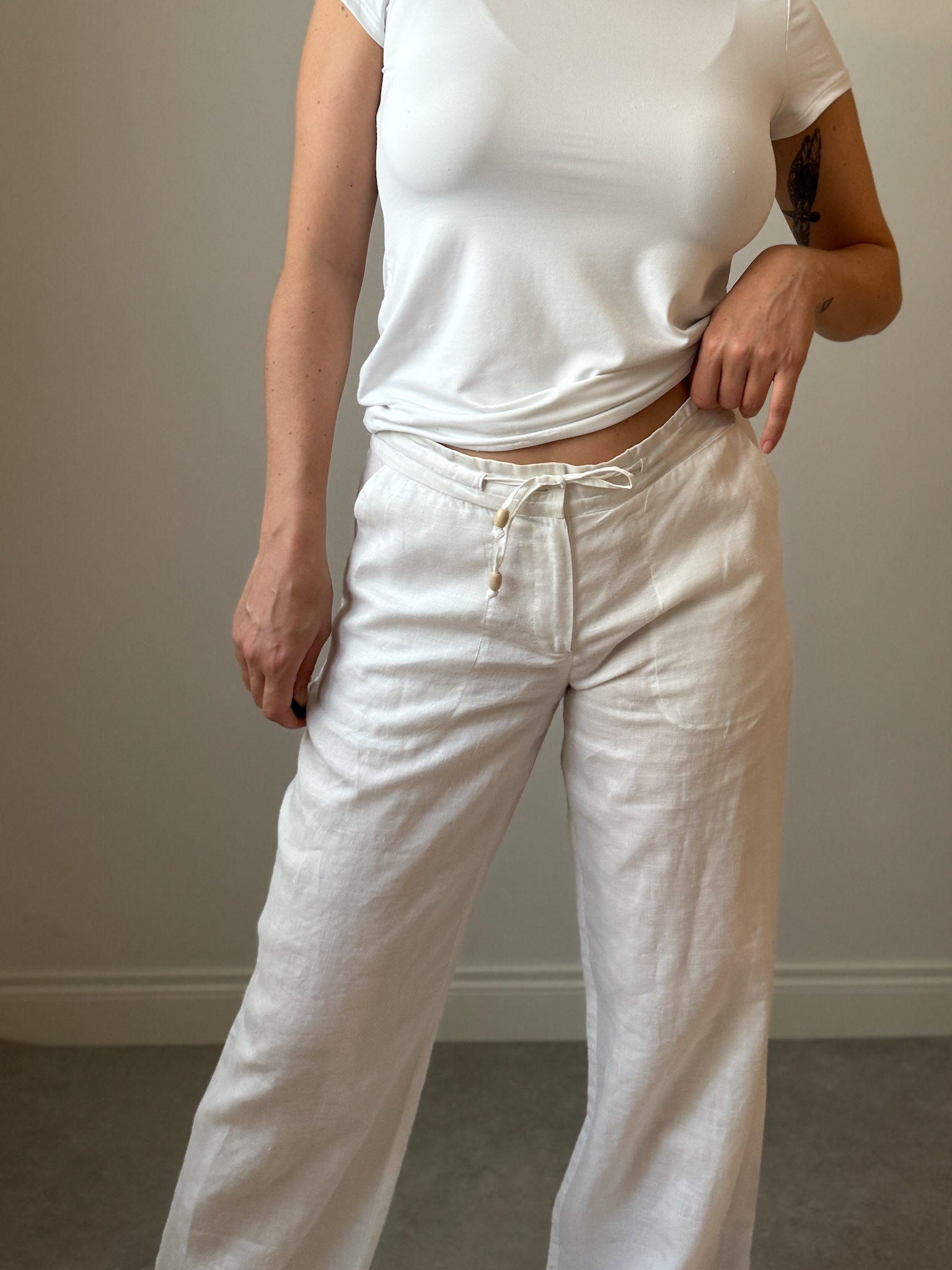 Pure linen white pants
