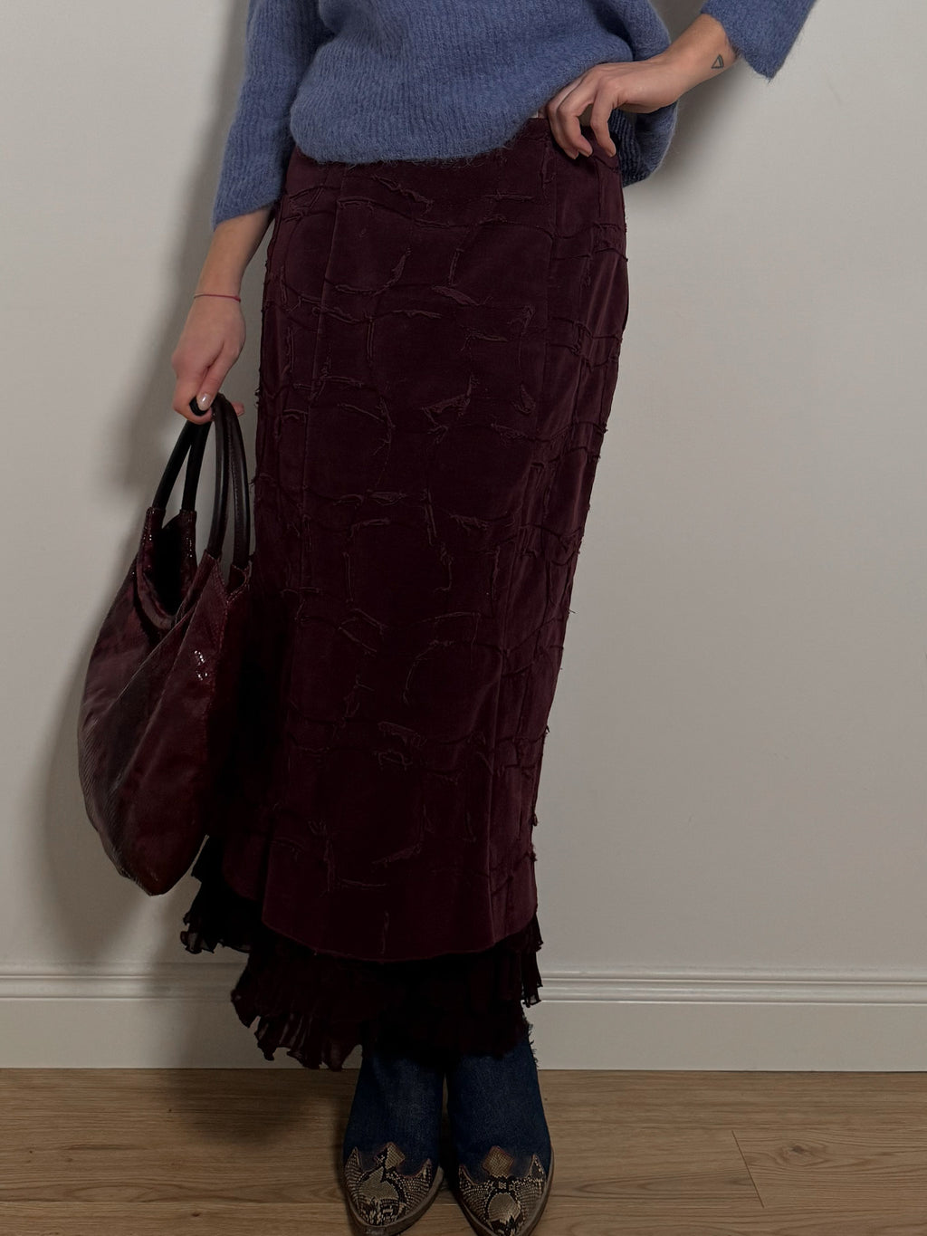 Velvet burgundy skirt