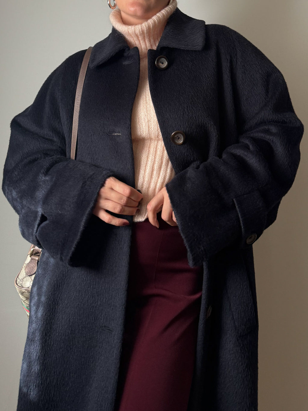 Gil Sander baby lama and wool blue coat