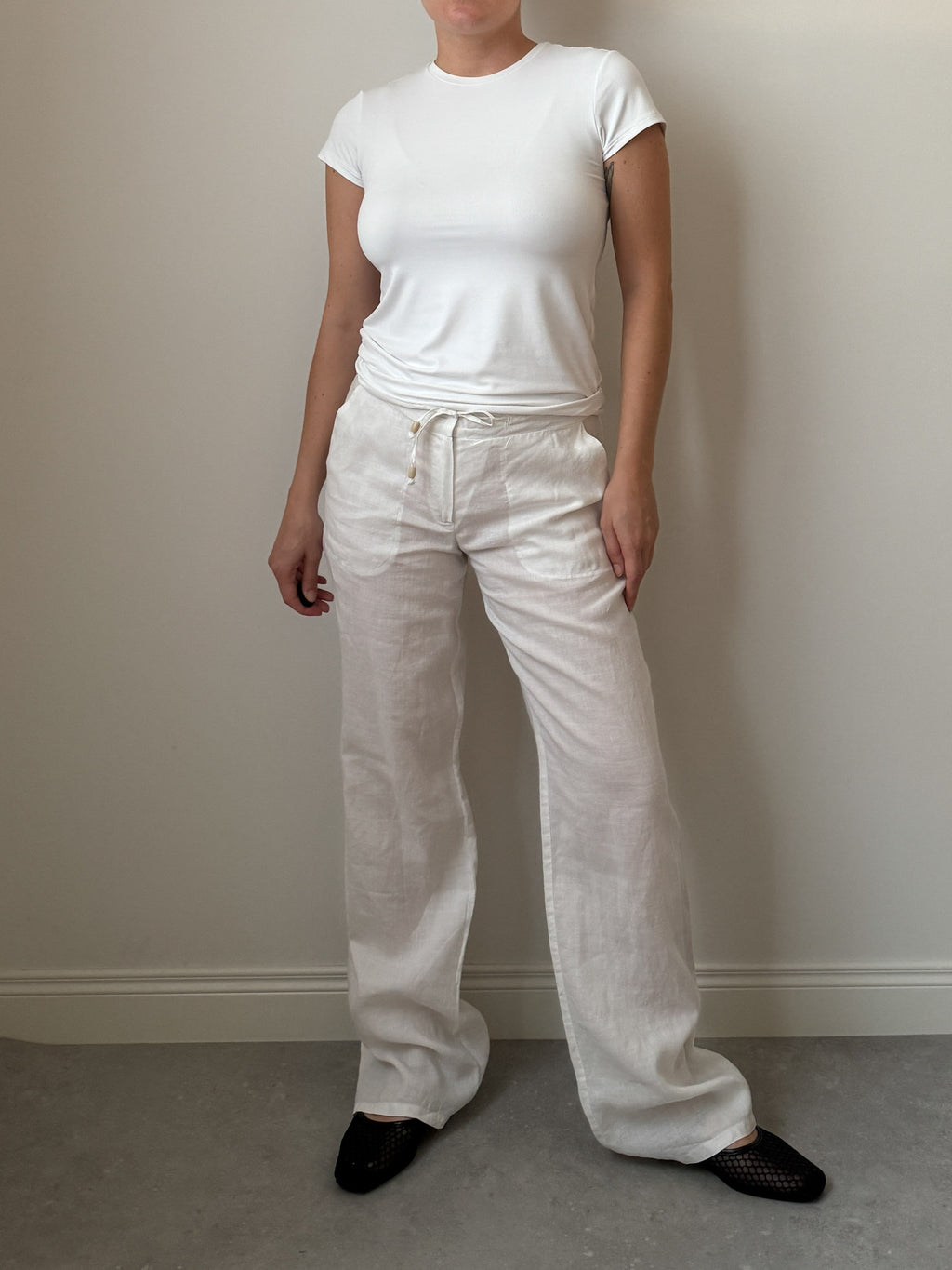 Pure linen white pants