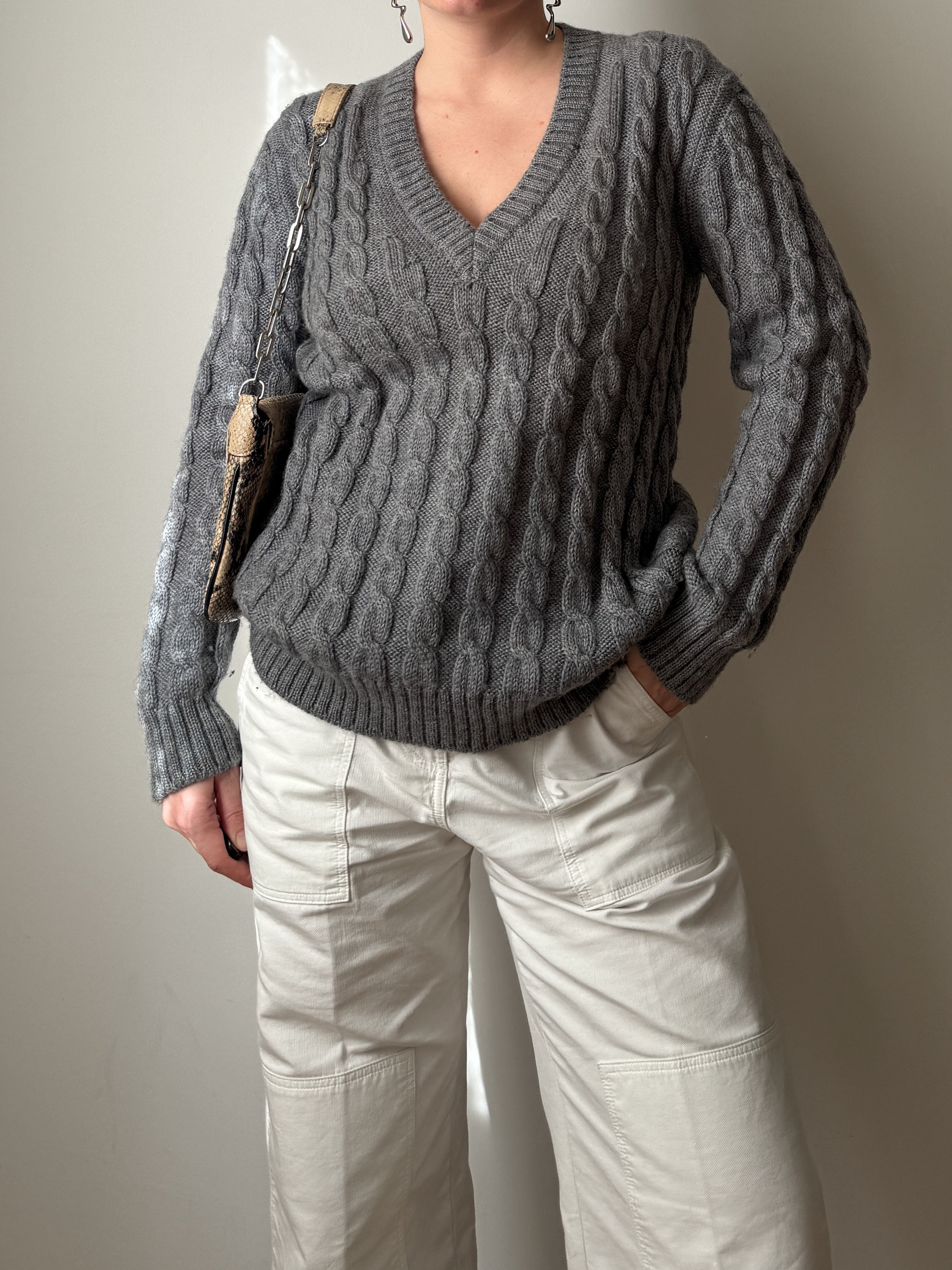 Shetland wool grey pull