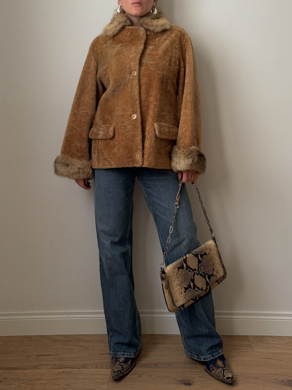 Real shearling and fur jacket