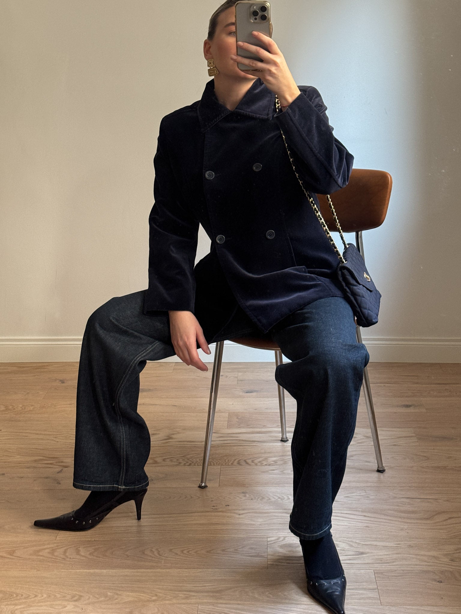 Cotton velvet blue blazer
