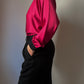 Pure silk black and cyclamen blouse