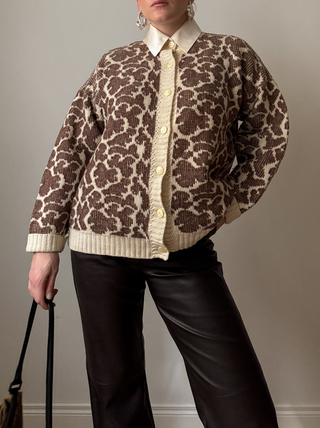 Wool blend animalier cardigan
