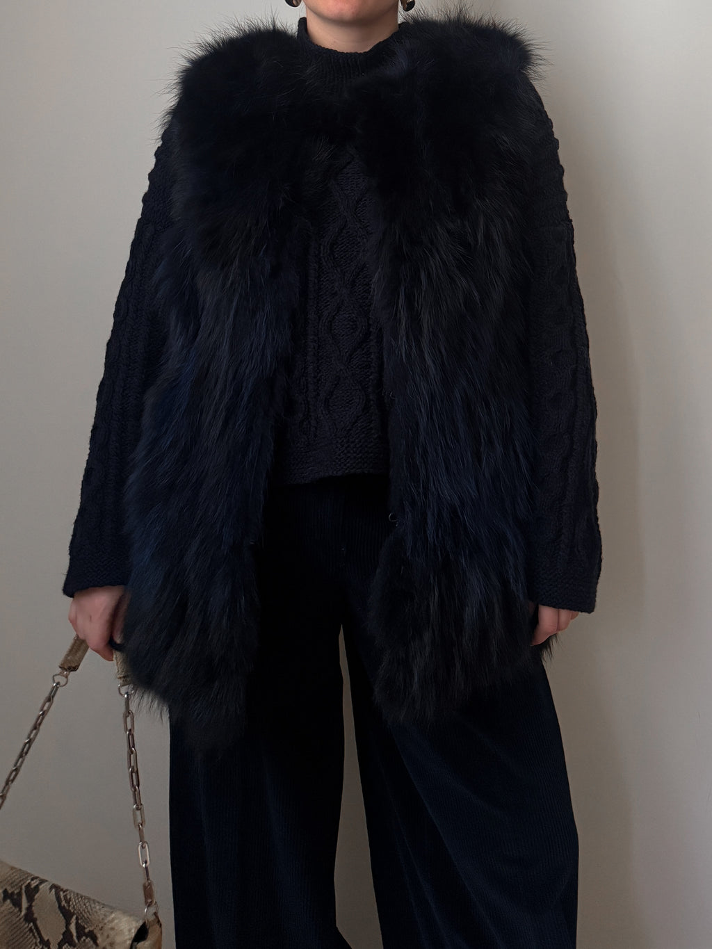 Real fur blue vest