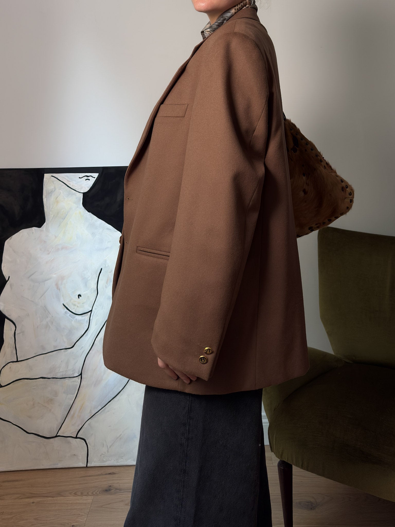 Lebole wool and cashmere camel blazer