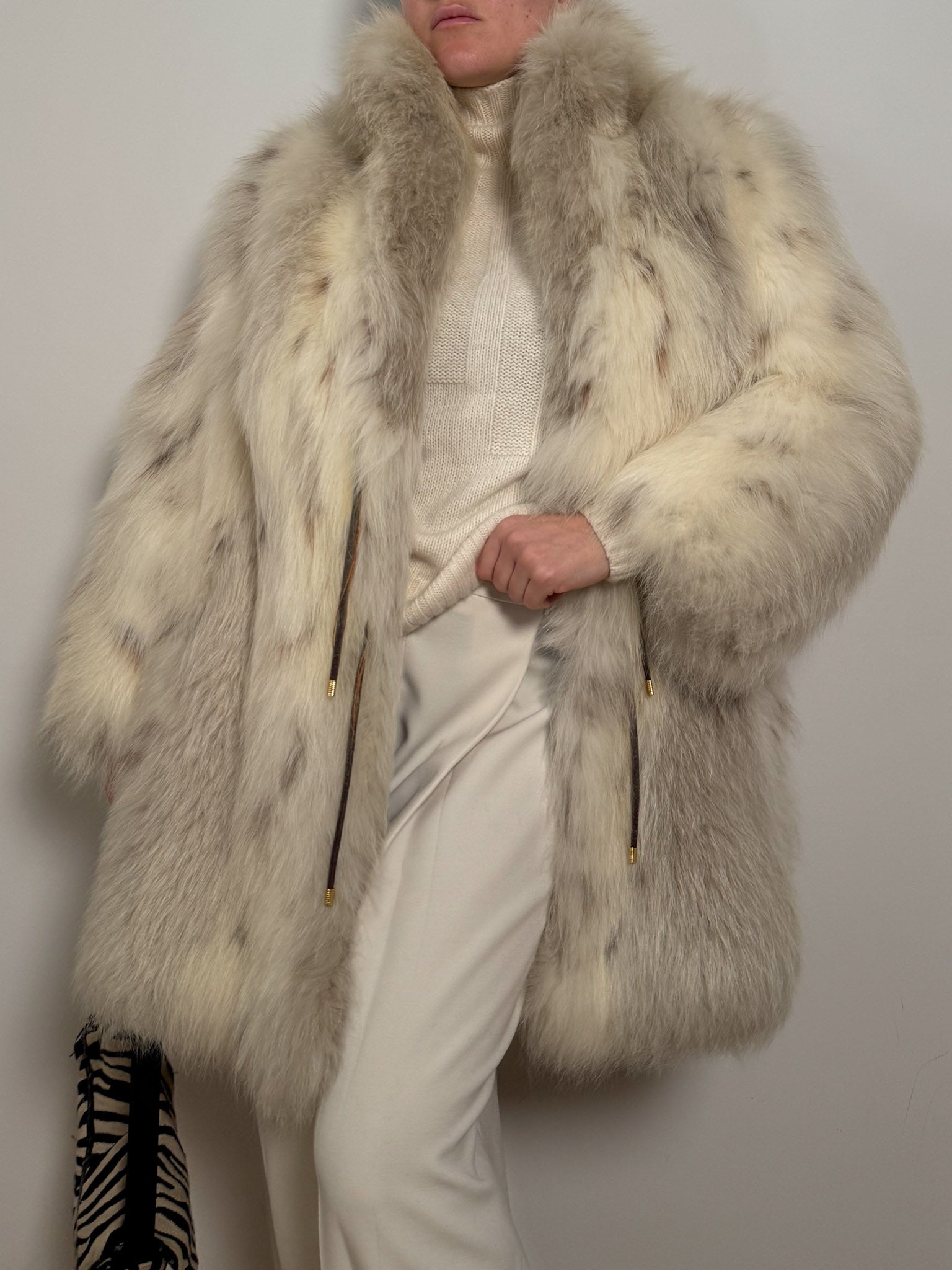 Real fur ivory coat
