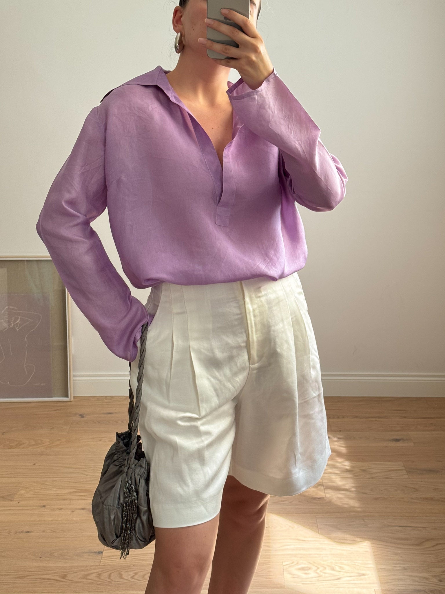 Pure silk lilac shirt