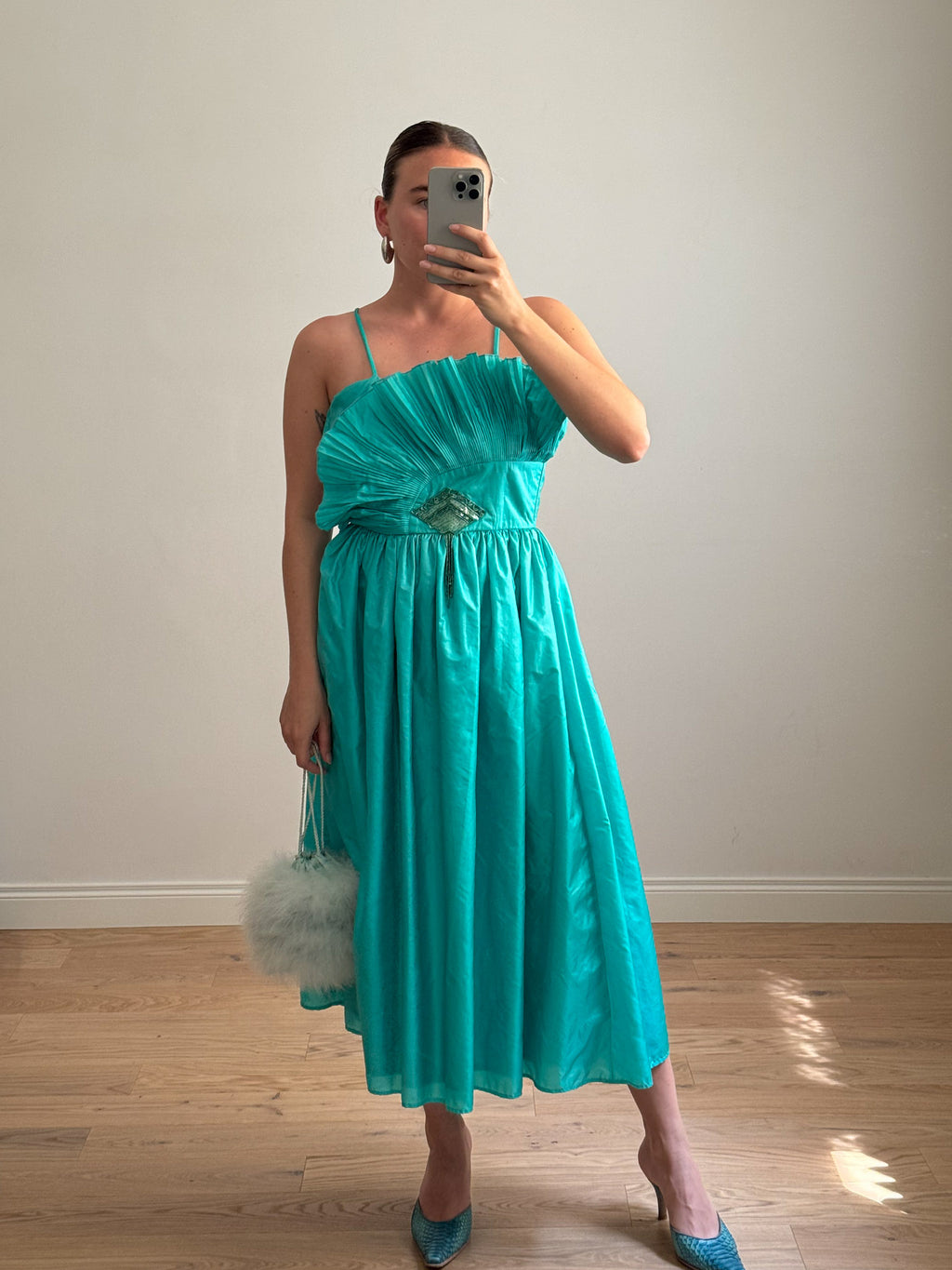 Turquoise shell dress