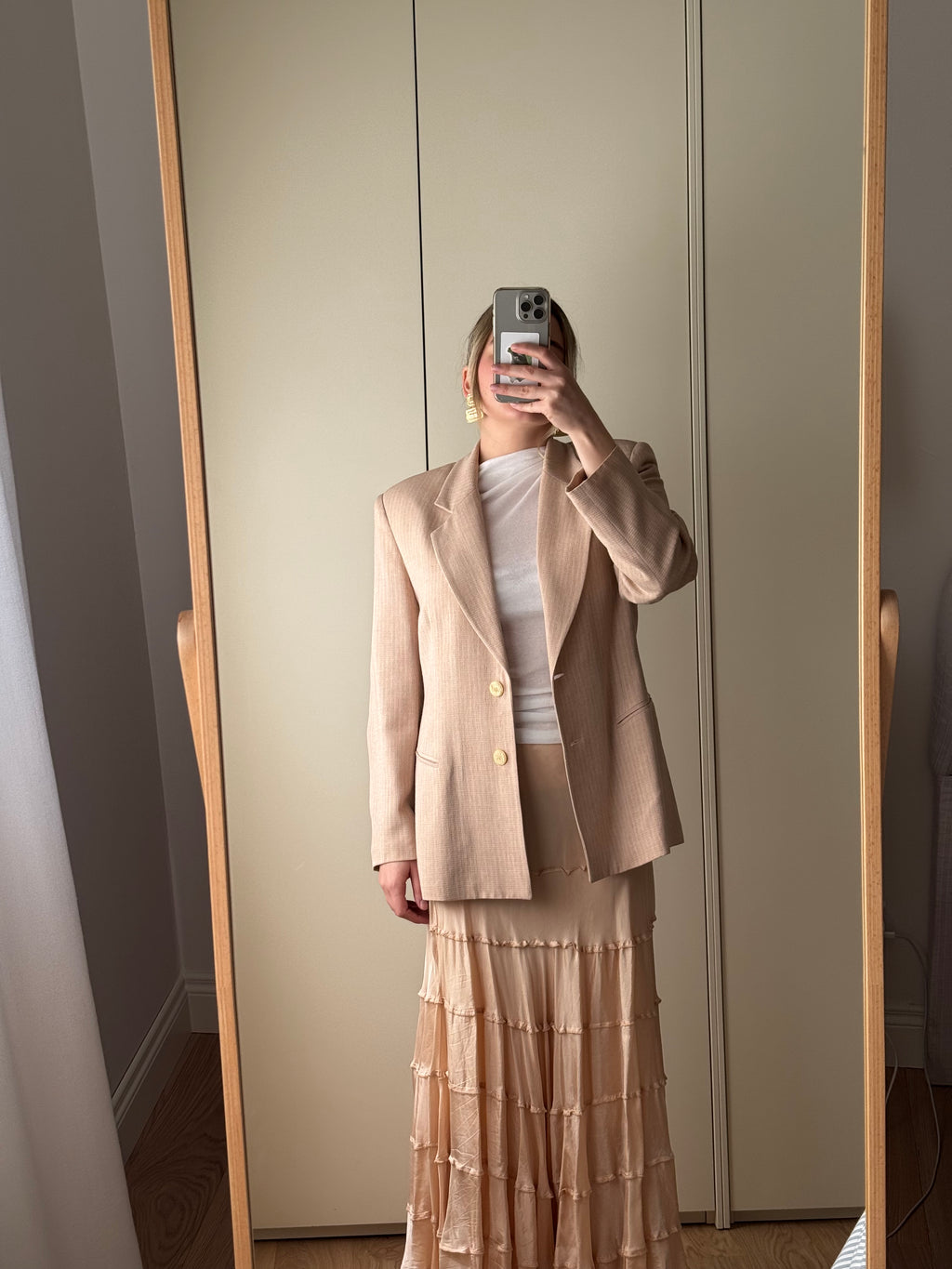 Viscose and wool pink blazer