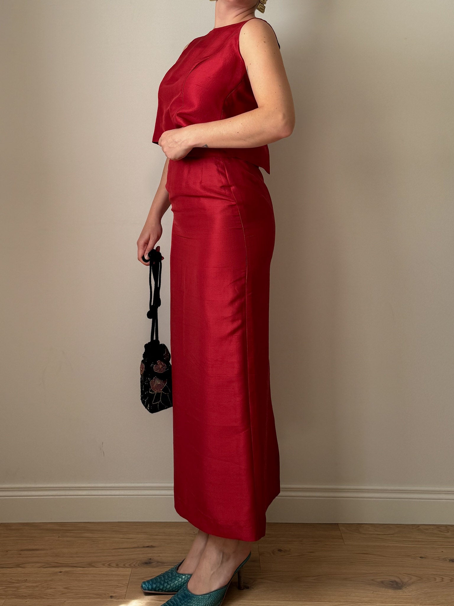 Pure silk red co-ord