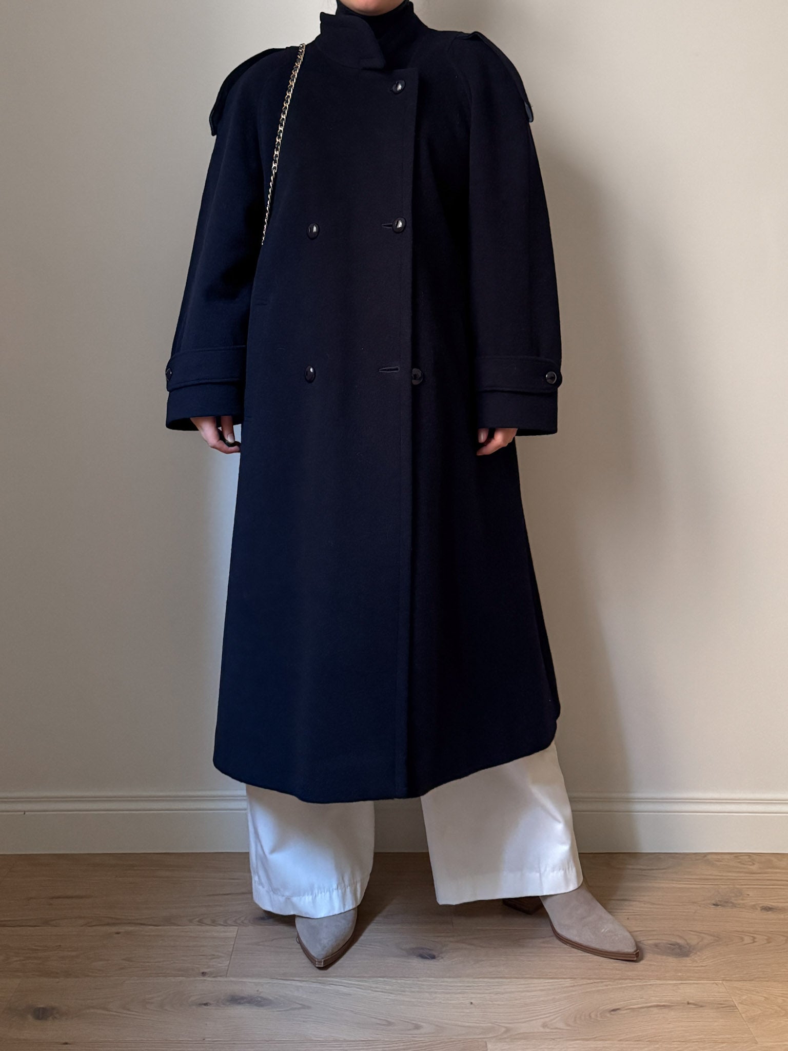 Wool and lambswool blue coat