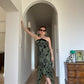 Pure silk black and green dress