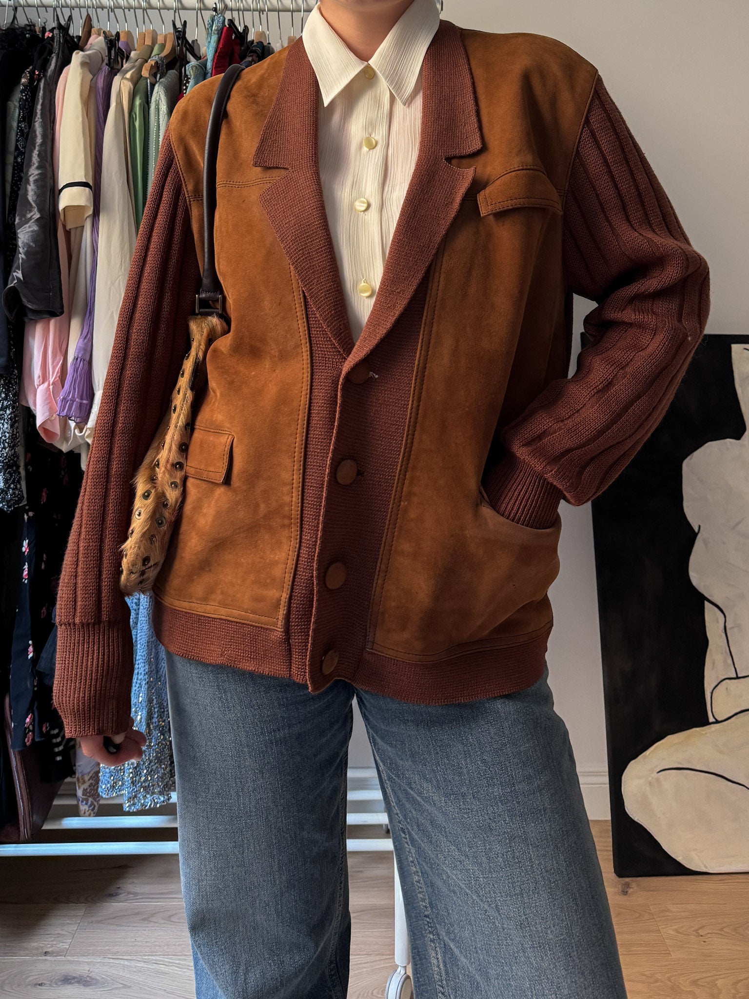 Wool and suede caramel jacket