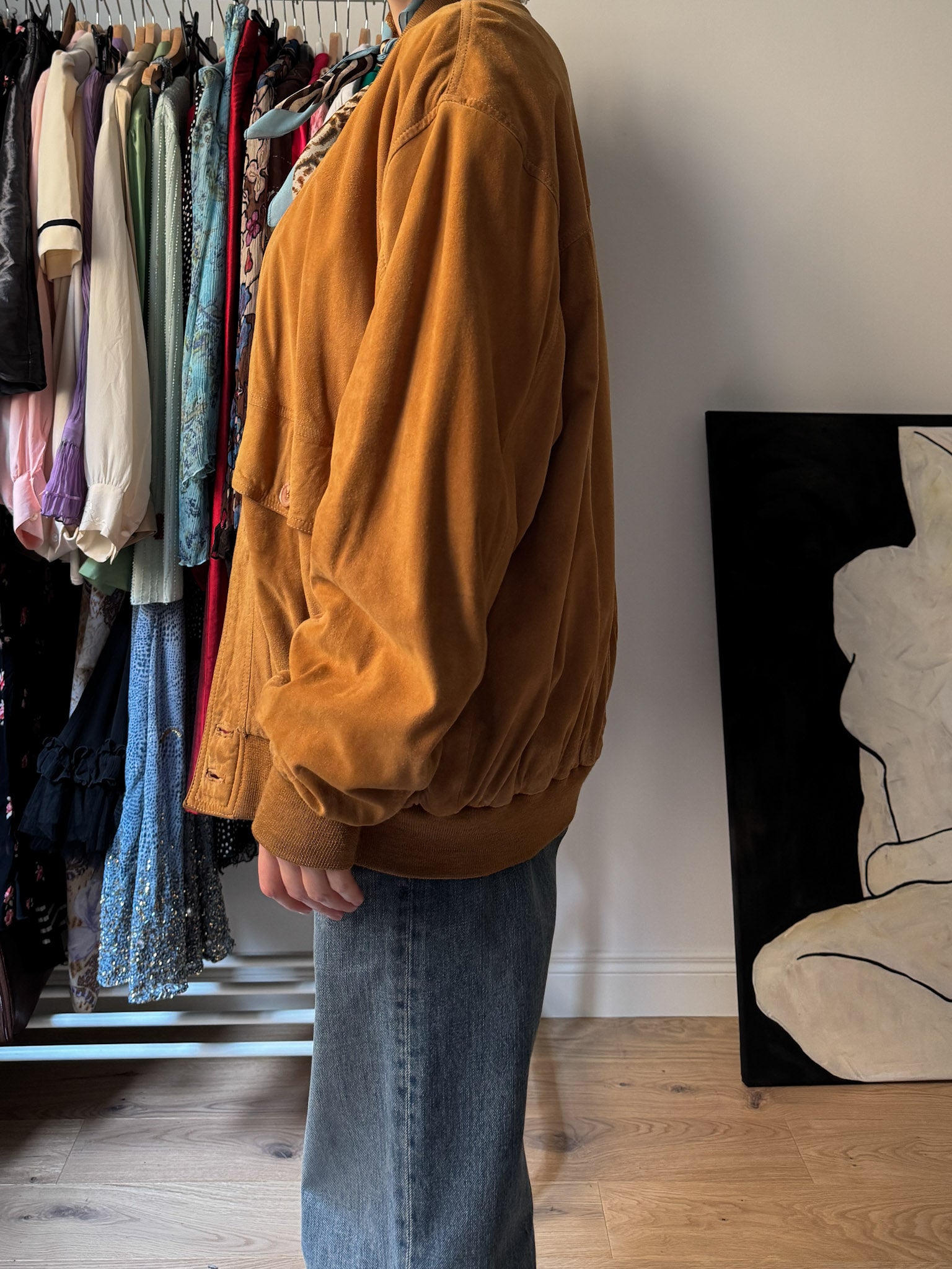 Real suede caramel bomber