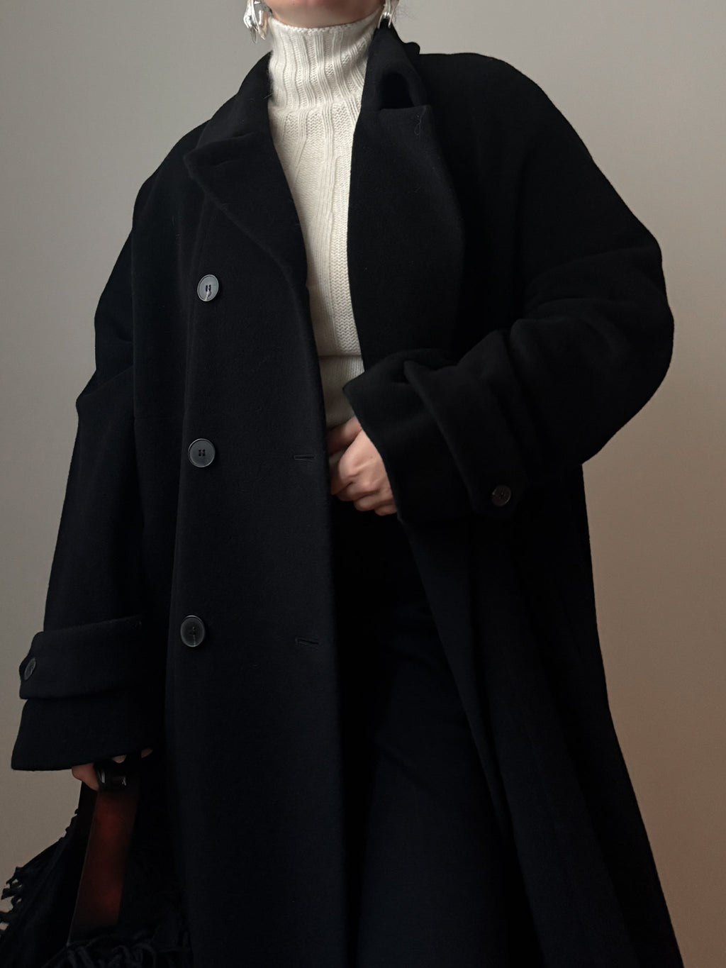 Pure virgin wool black coat