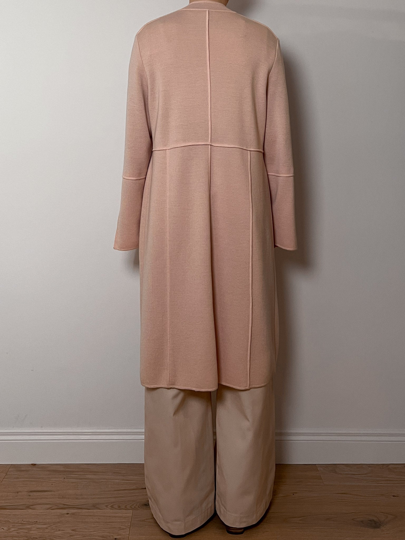 Pure wool pink long cardigan