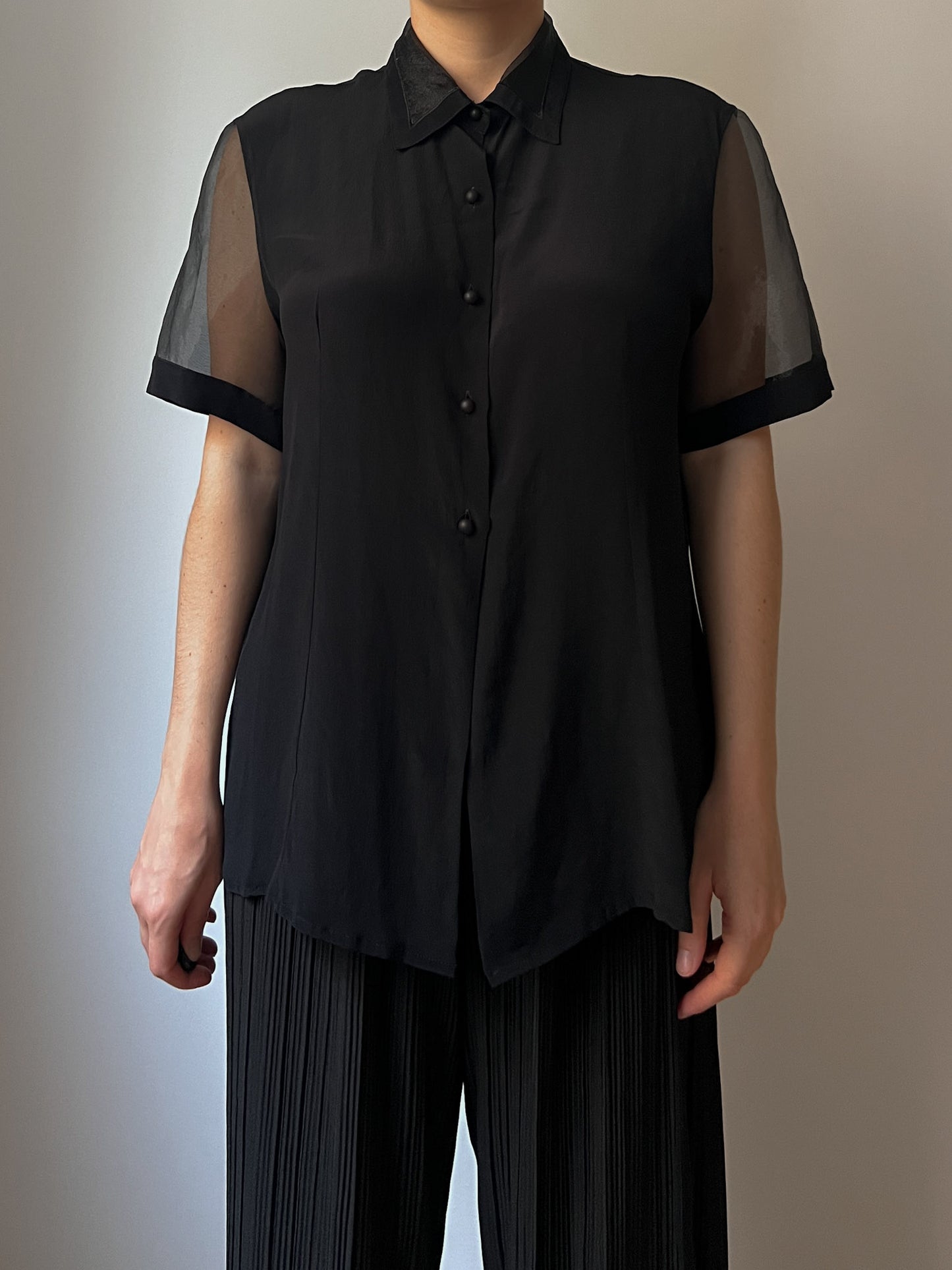 Silk blend black shirt