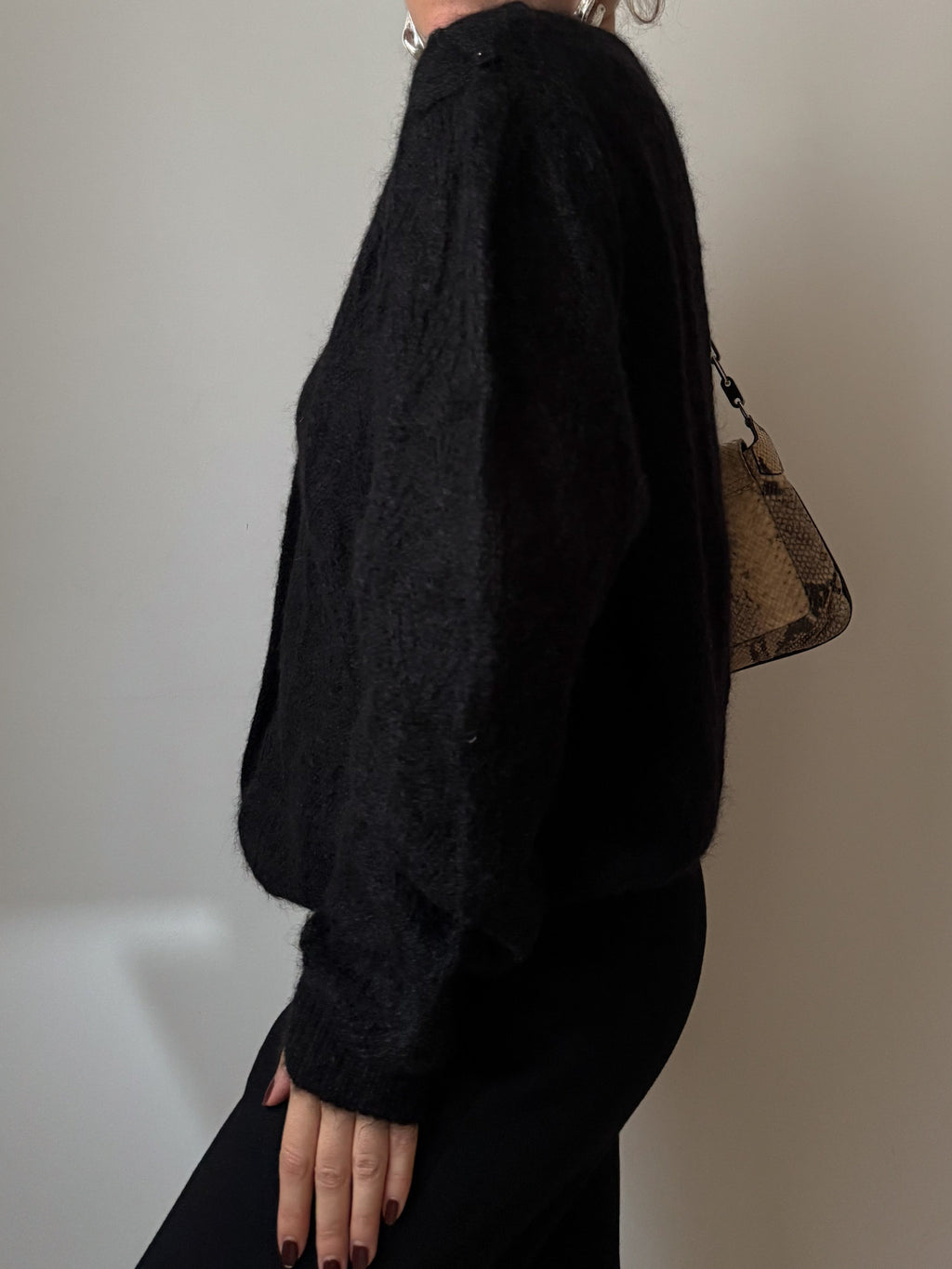 Kid mohair black cardigan