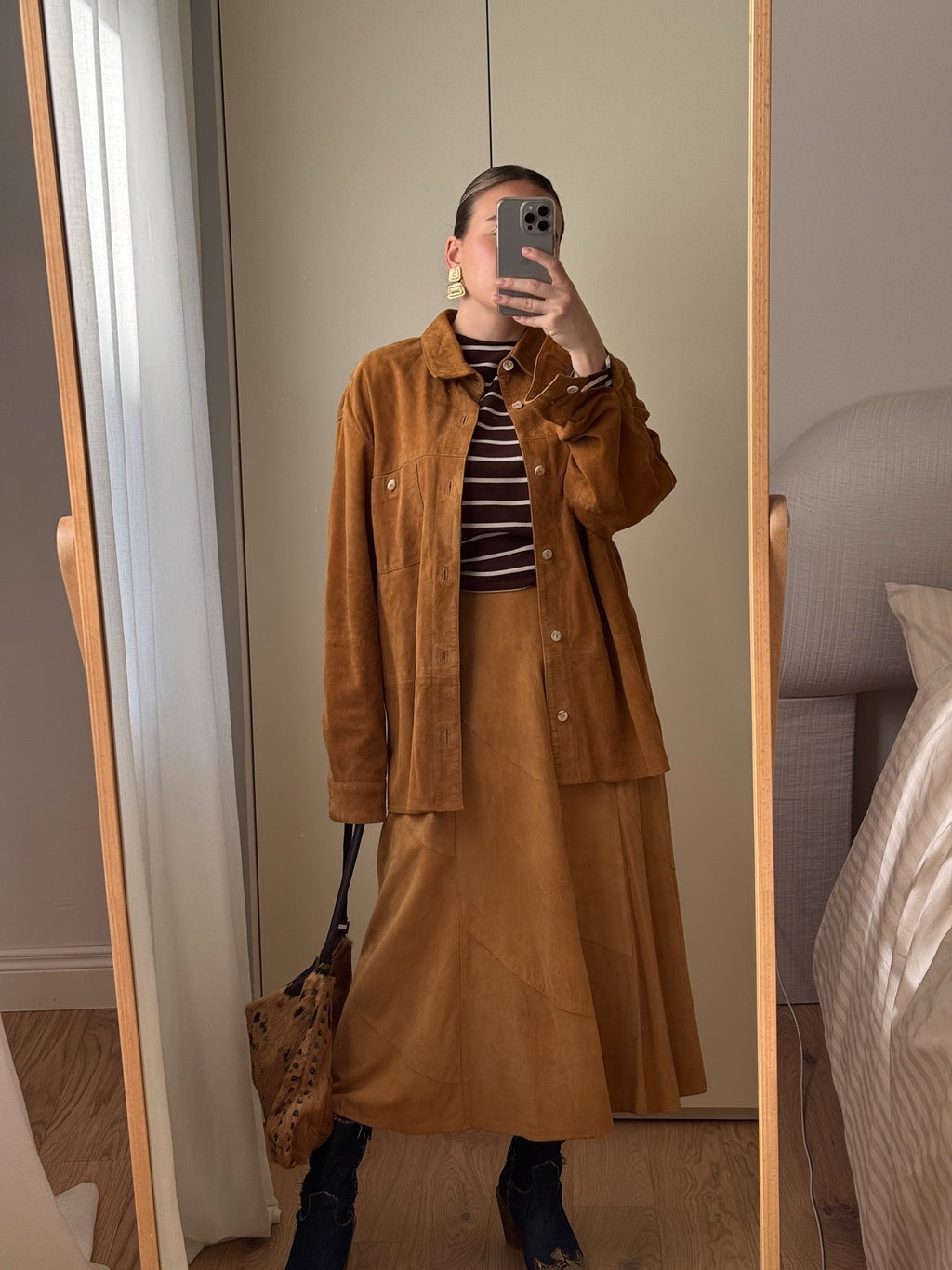 Real suede camel jacket