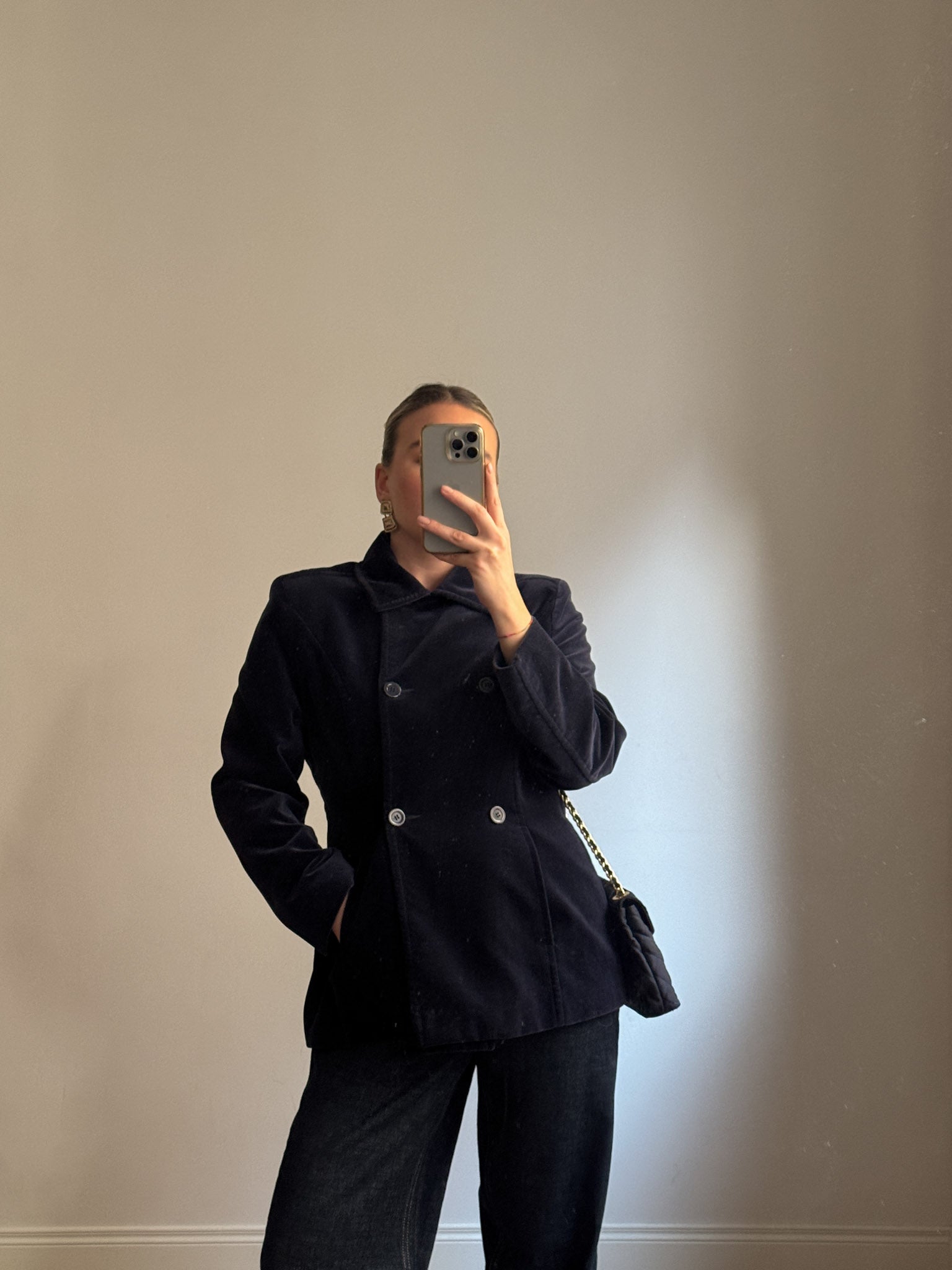 Cotton velvet blue blazer