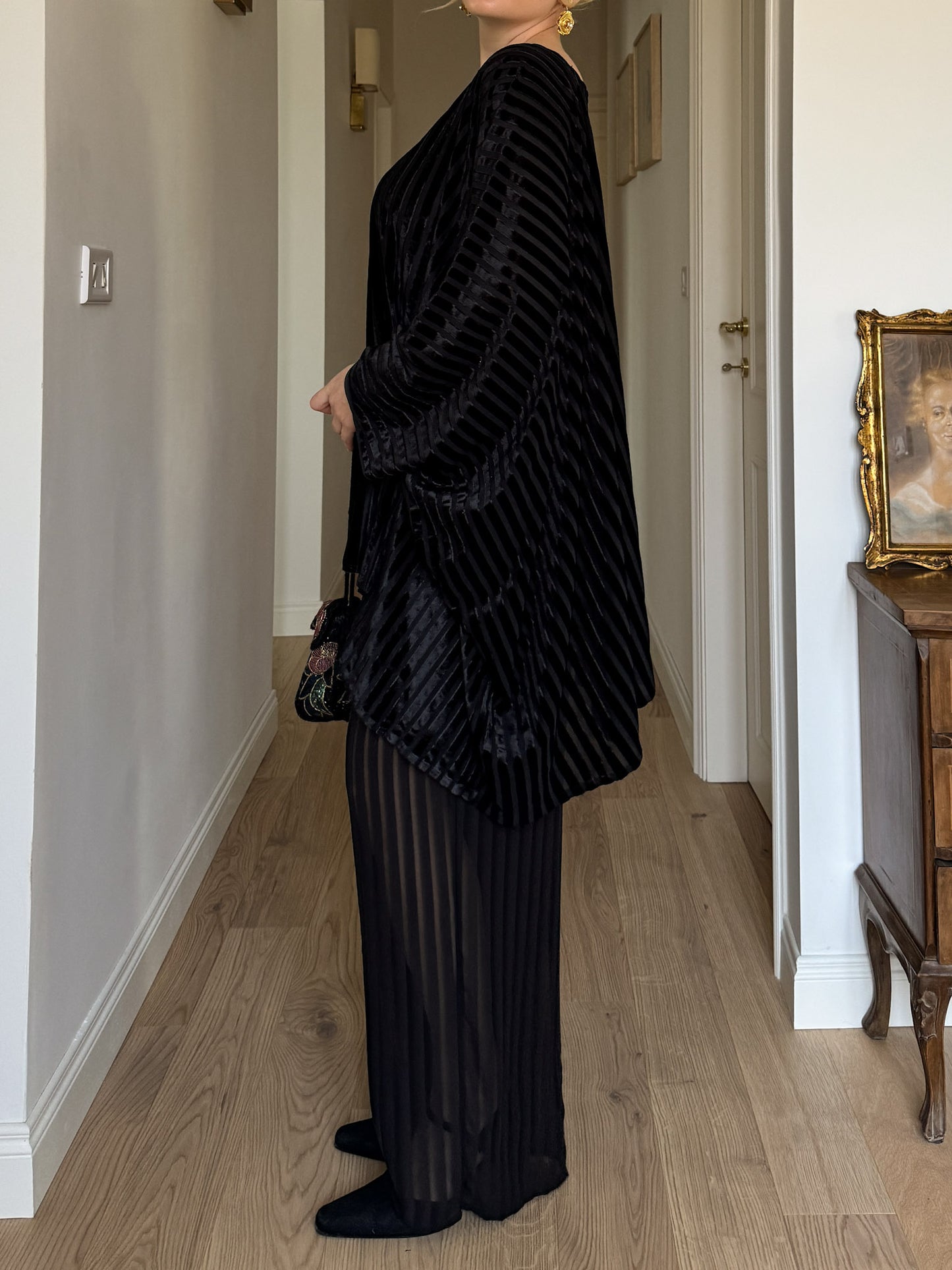 Velvet and sheer black set