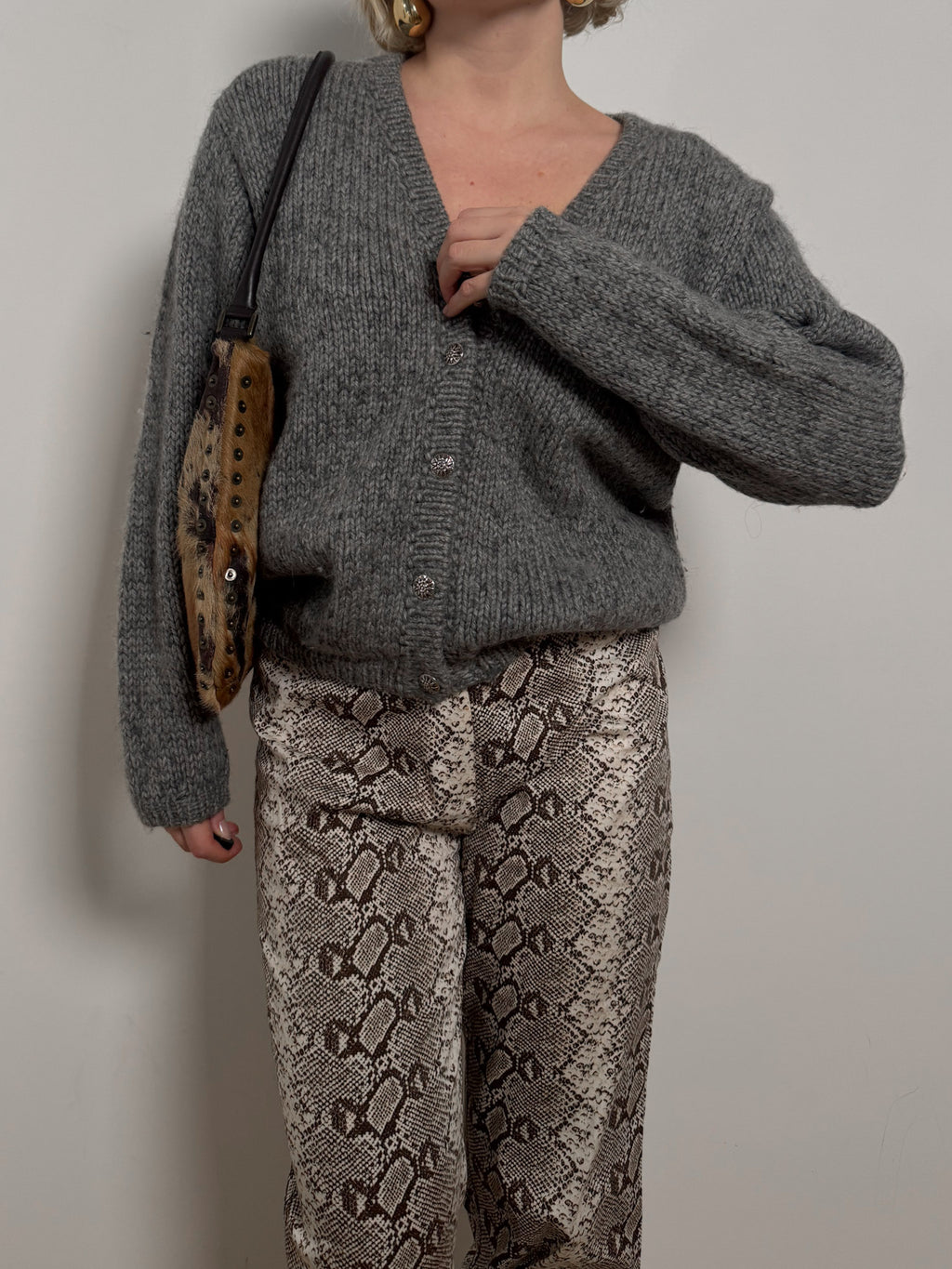 Pure wool grey cardigan