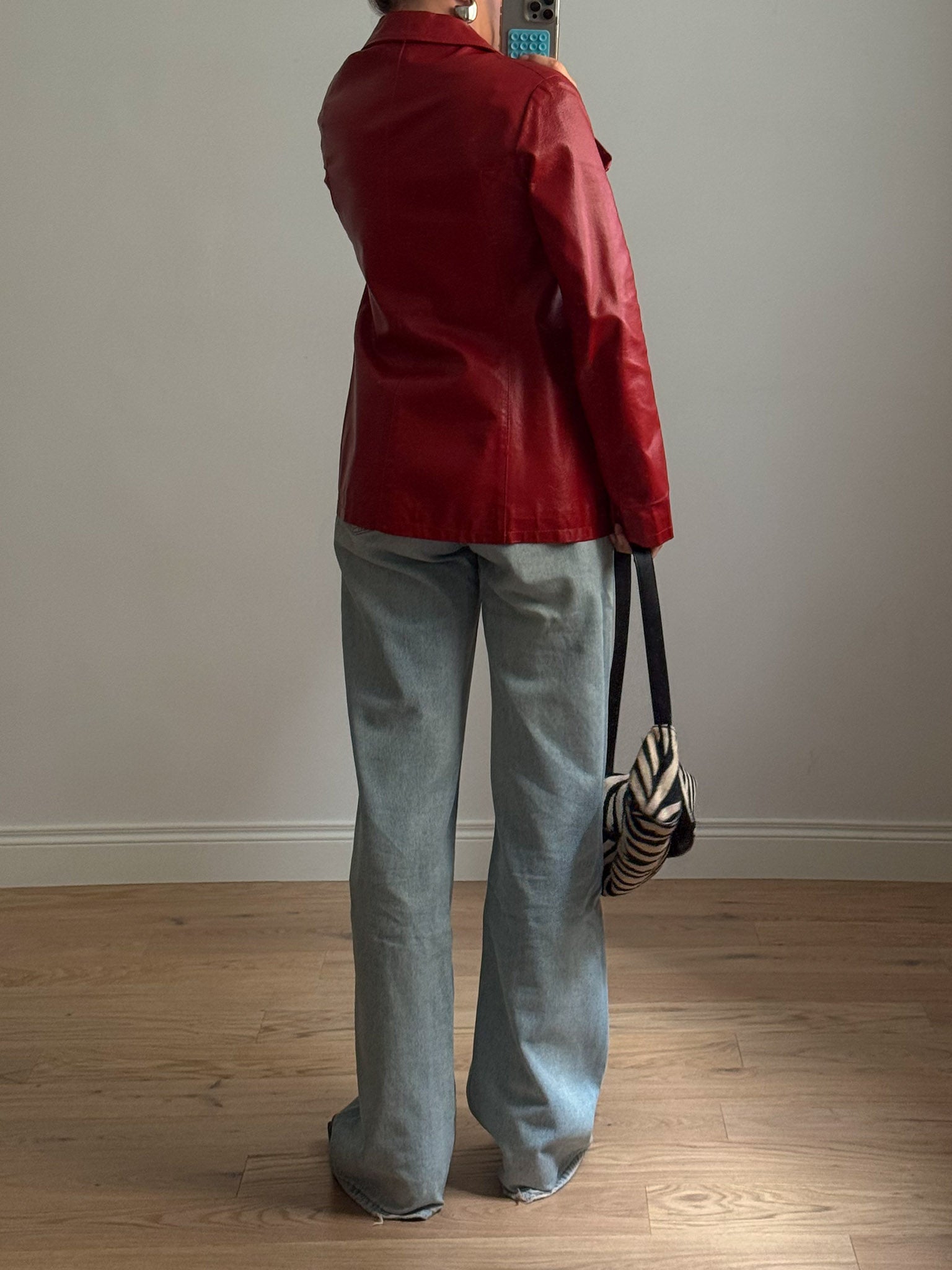 Real leather red jacket