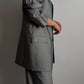 Pure shantung silk grey suit