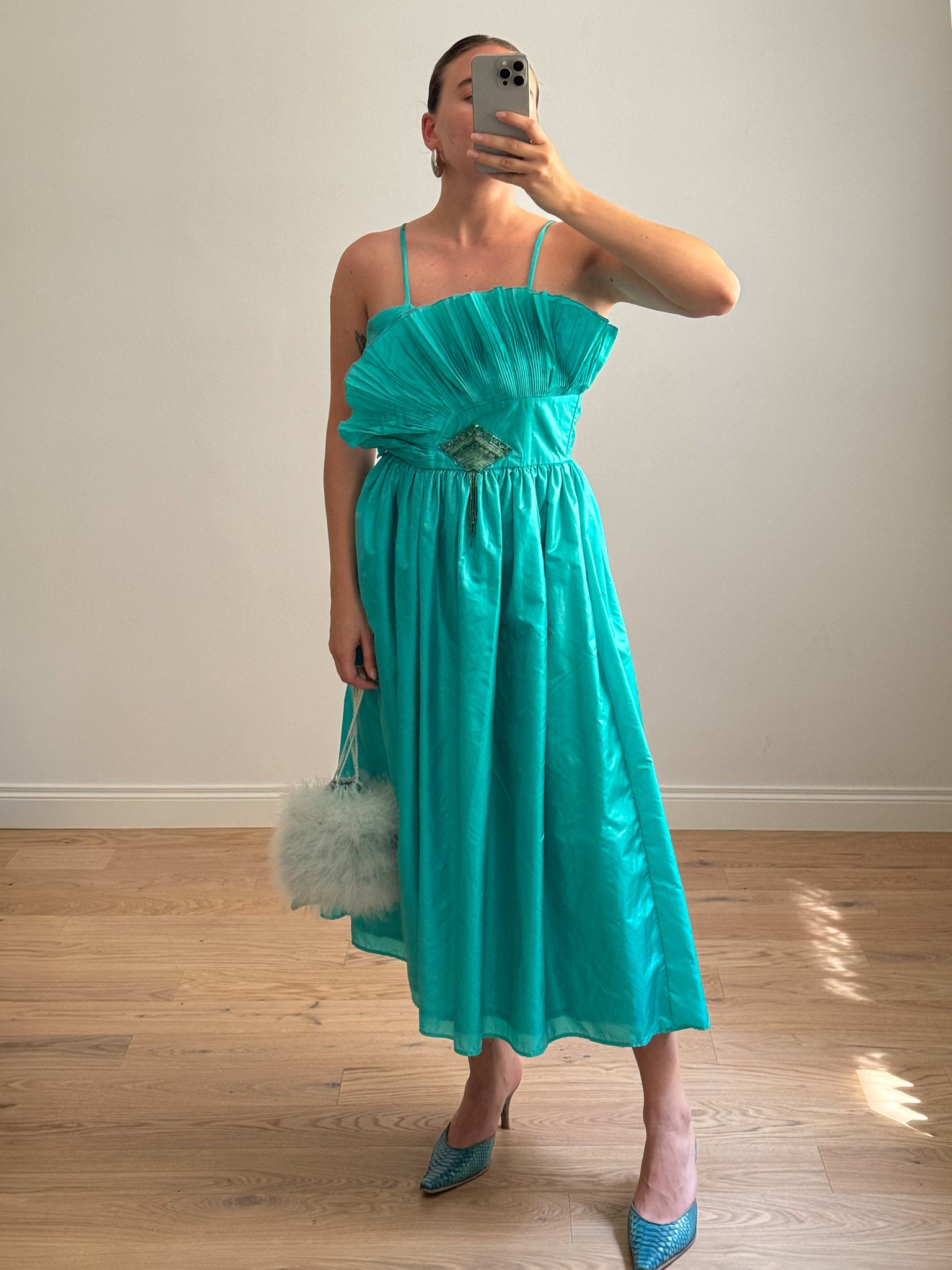 Turquoise shell dress
