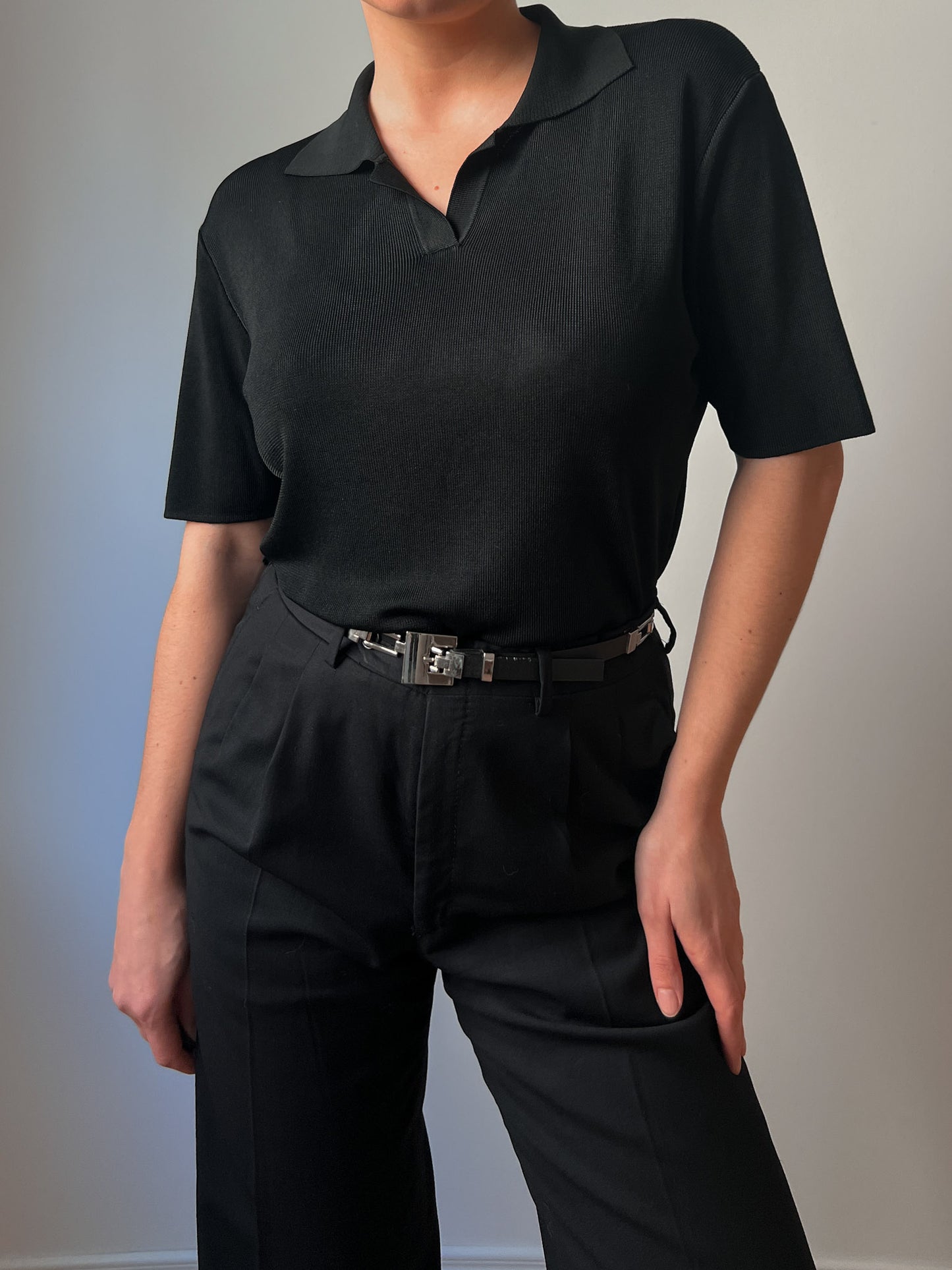 Pure viscose black polo