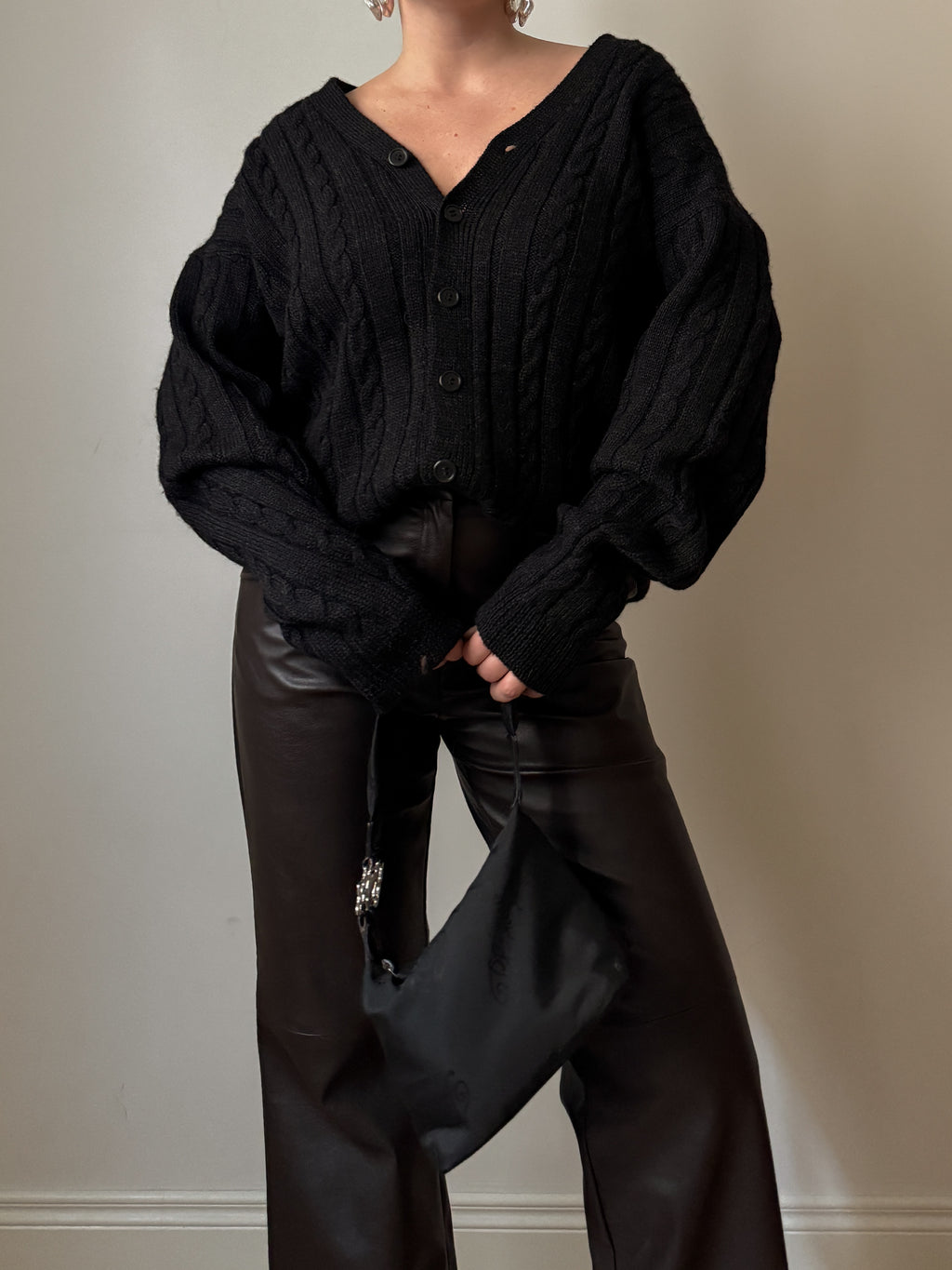 Pure wool anthracite cardigan