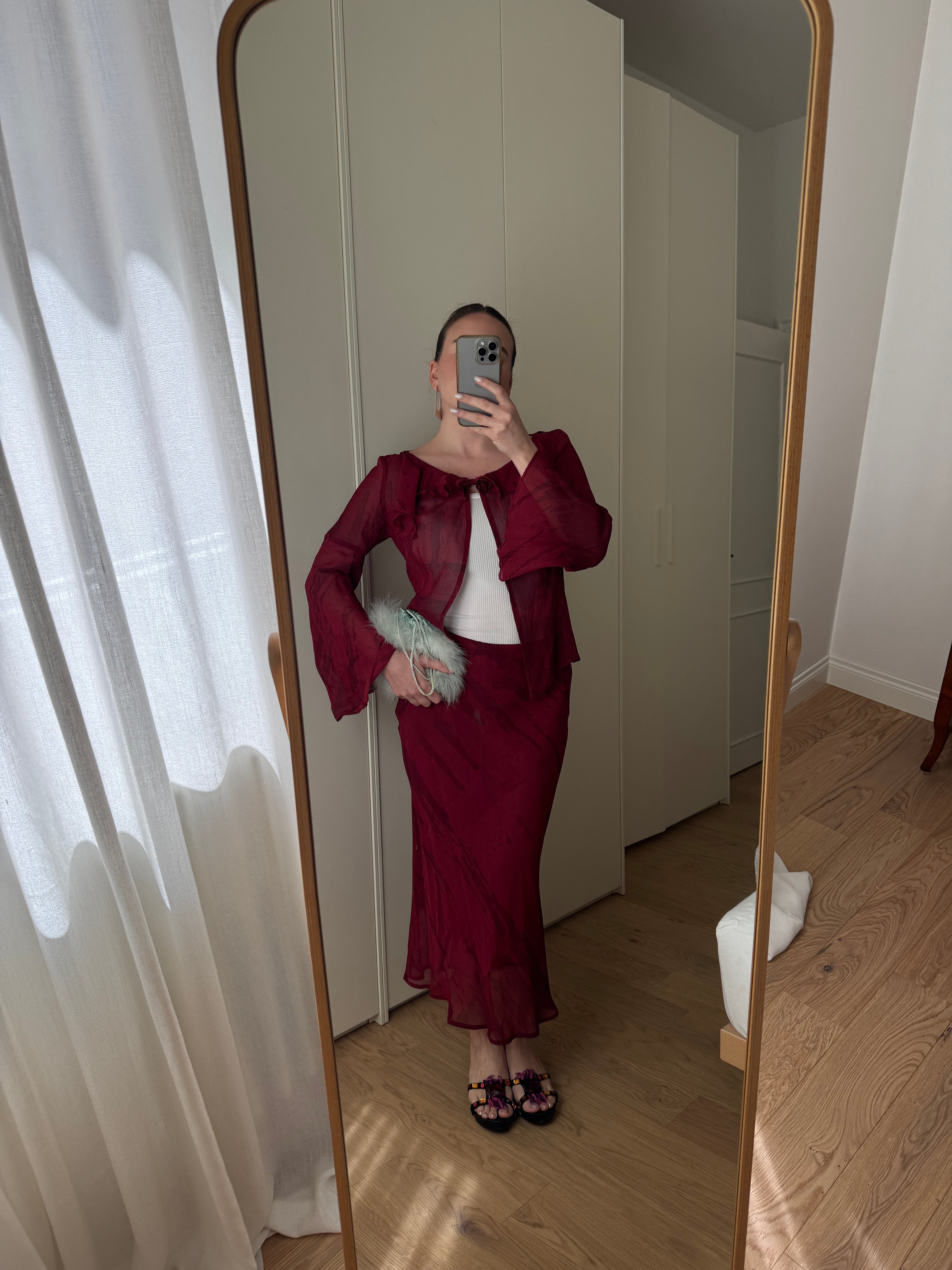 Completo in viscosa bordeaux