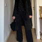 Suede and fur black coat