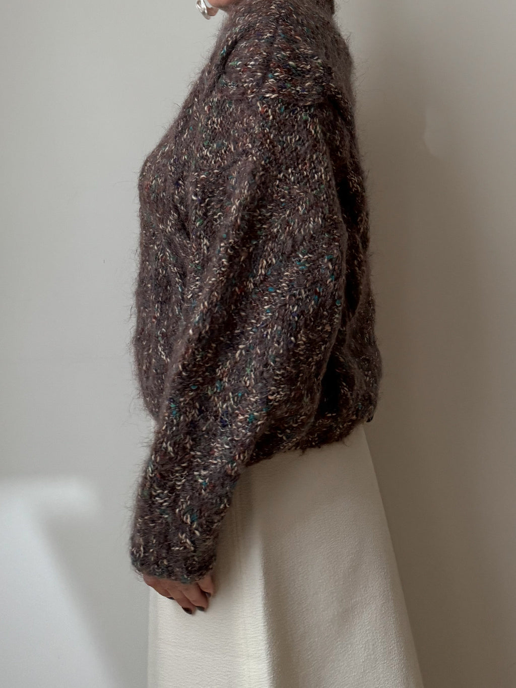 Pure wool embroidered melange pull