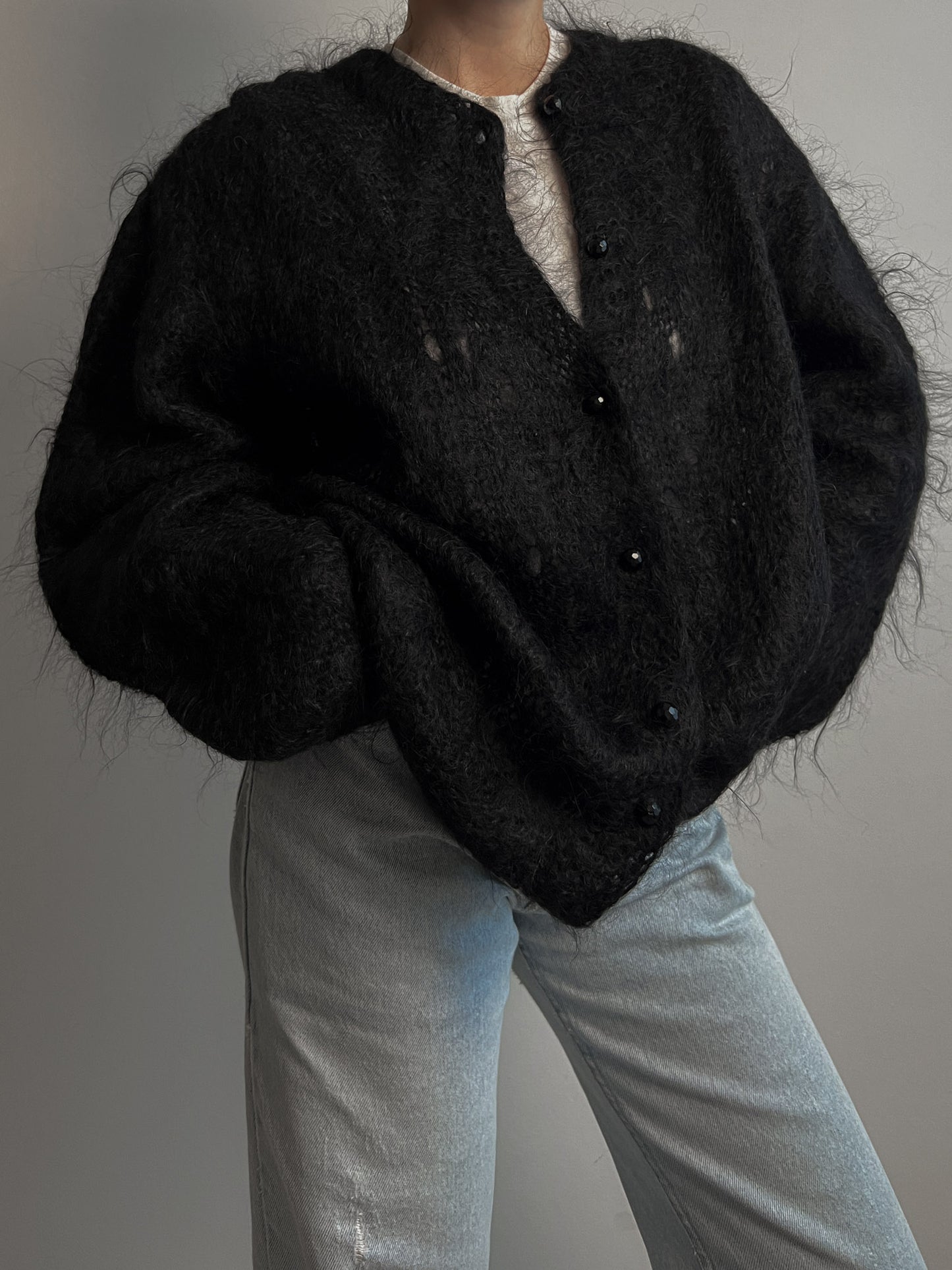 Mohair black cardigan