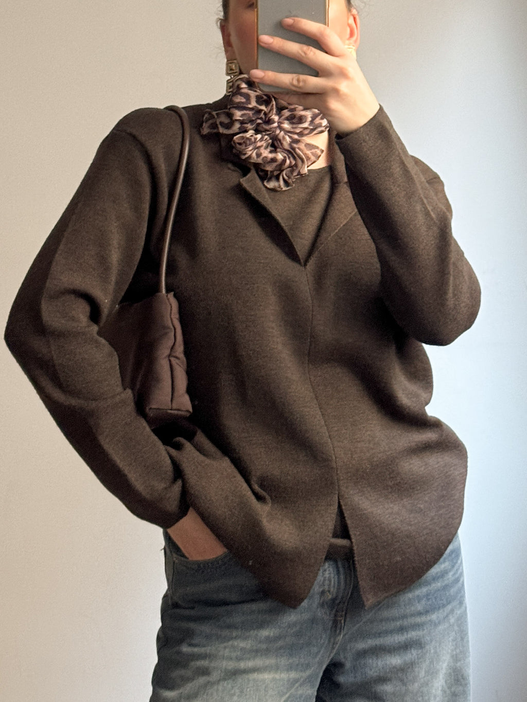 Pure merino wool brown pull