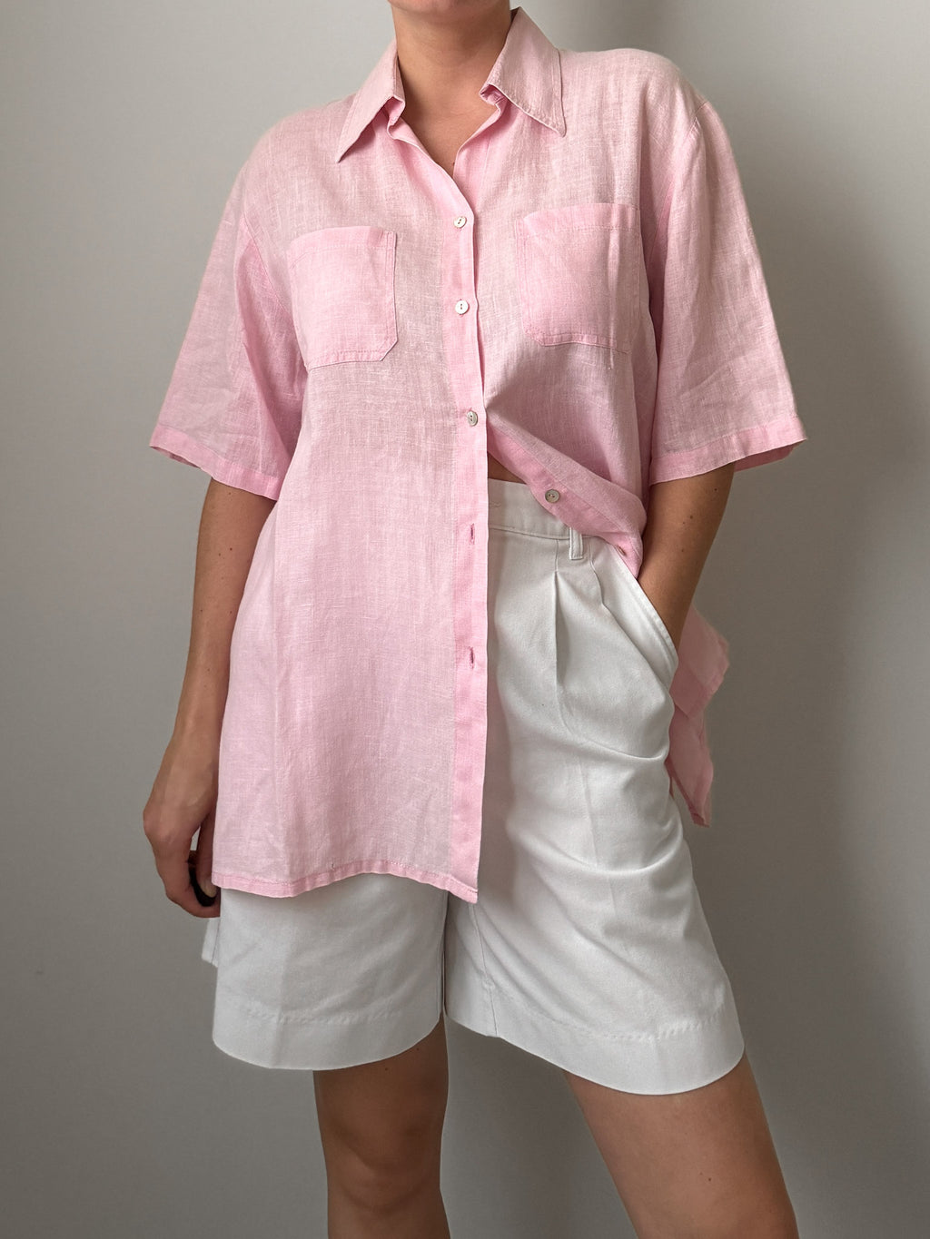 Pure linen pink shirt