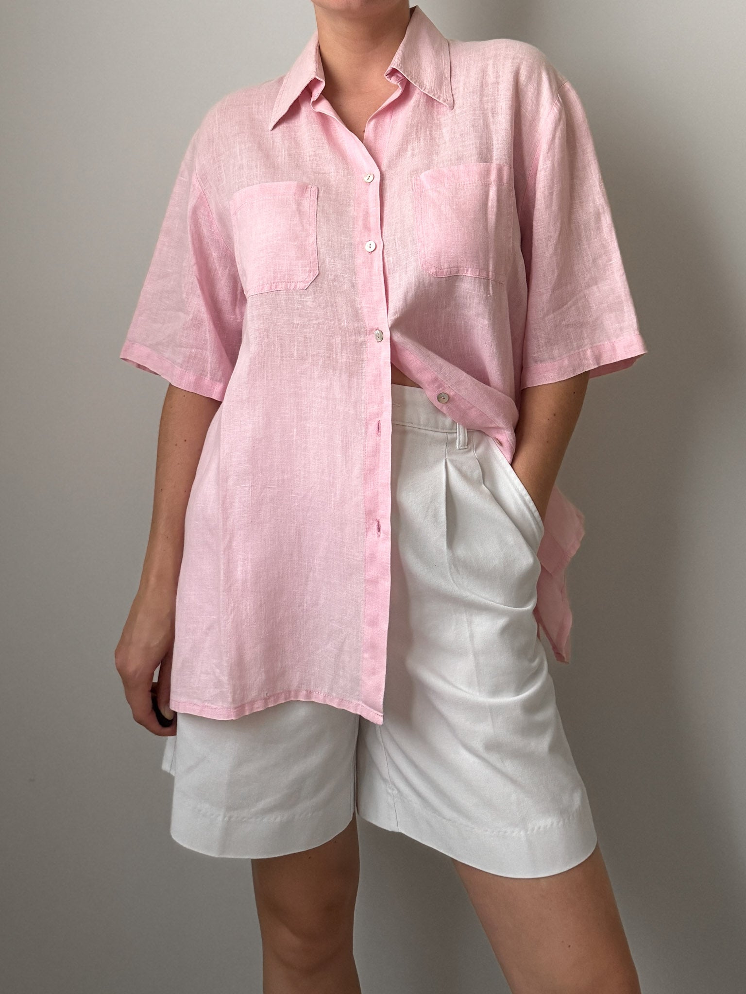 Pure linen pink shirt