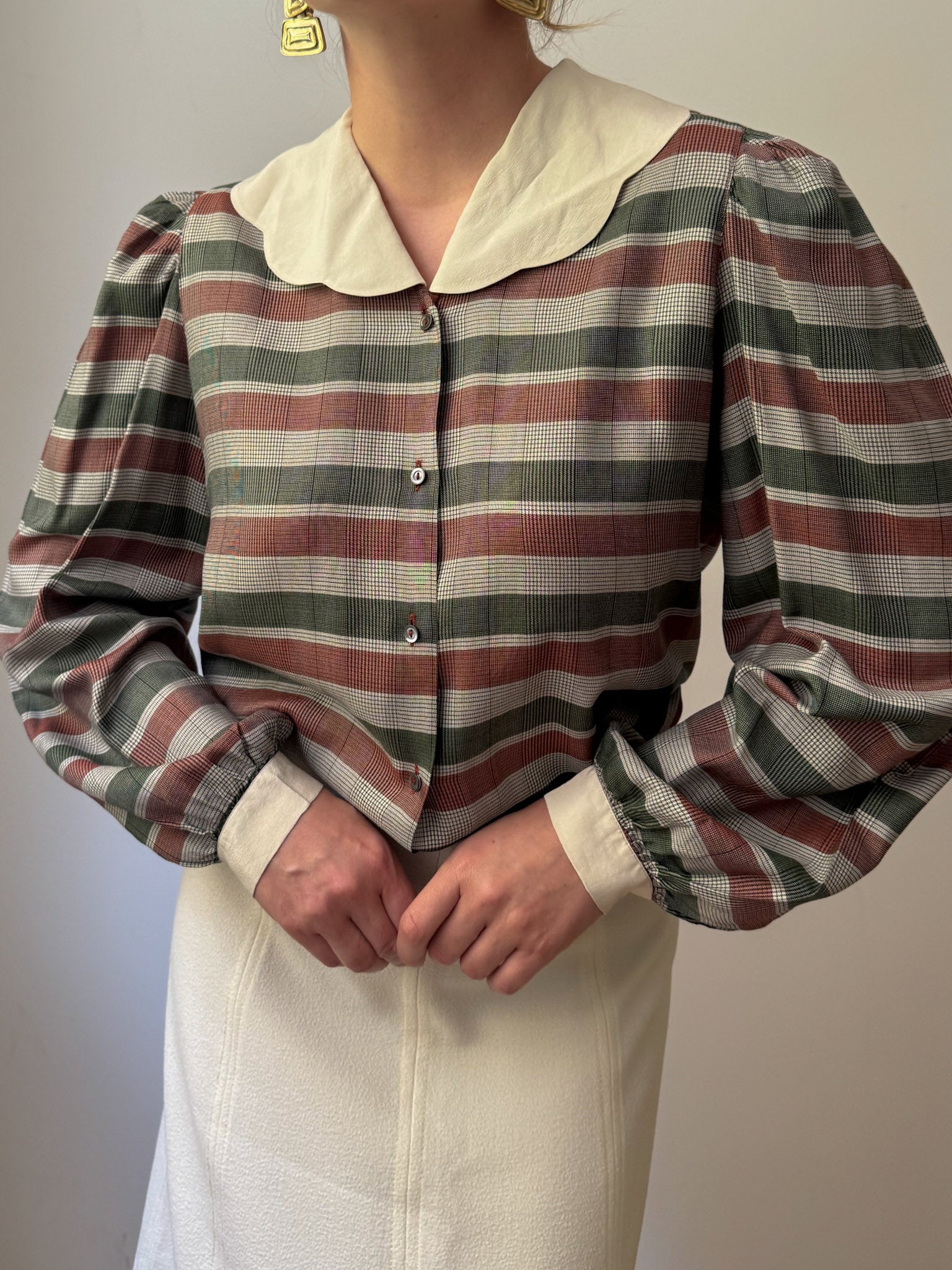 Pure silk maxi collar bouse