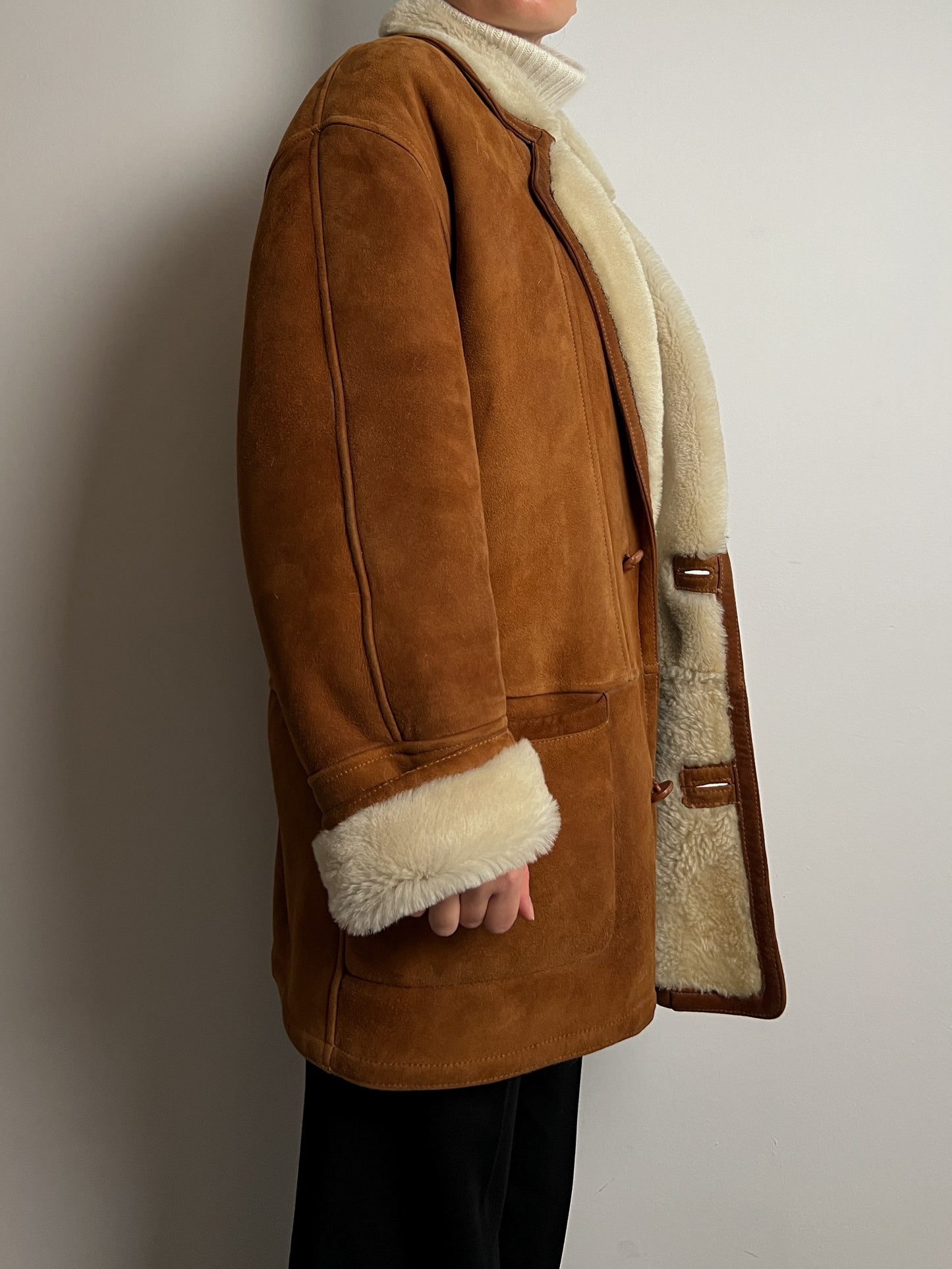 Vintage caramel shearling coat