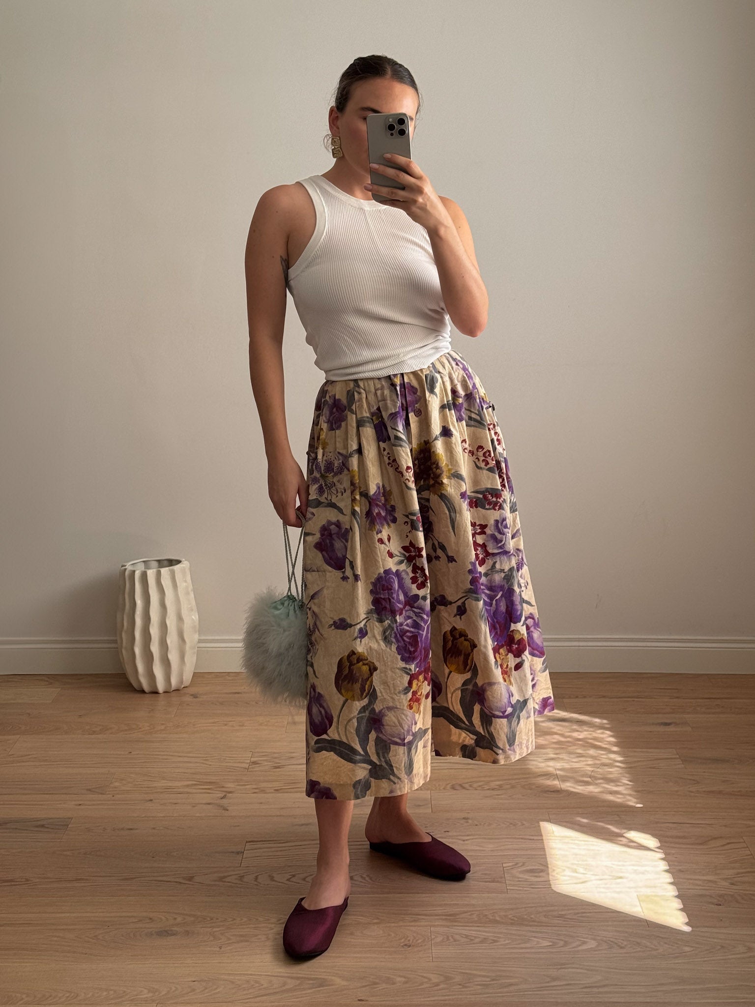 Pure cotton floral skirt
