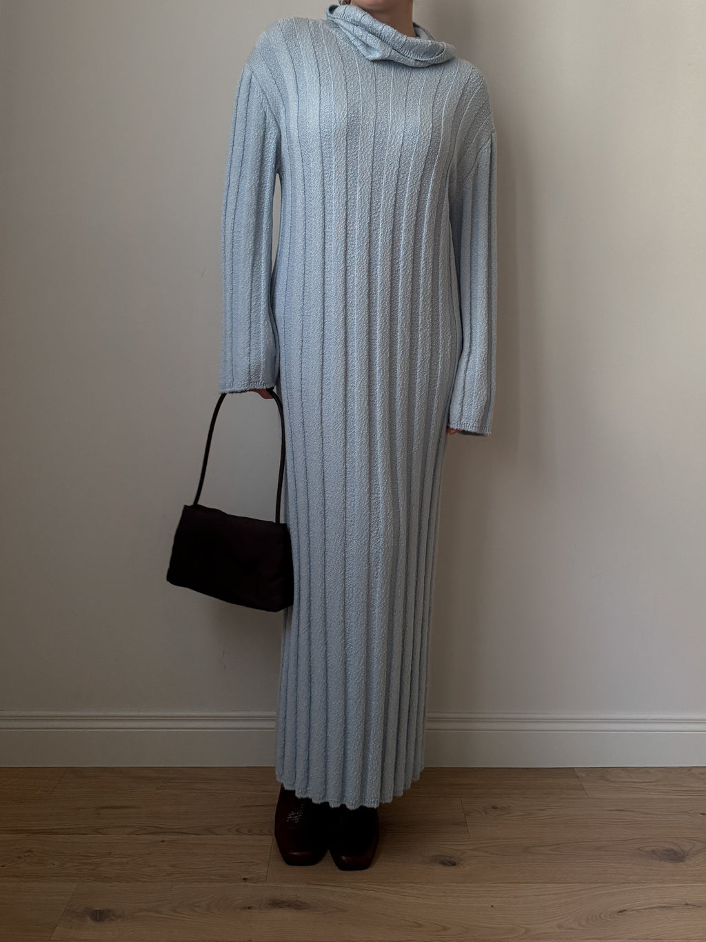 Wool blend sky maxi dress