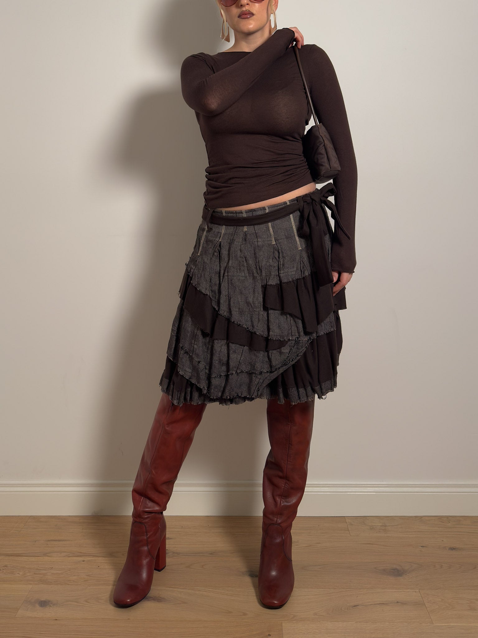 Cotton and wool brown skirt